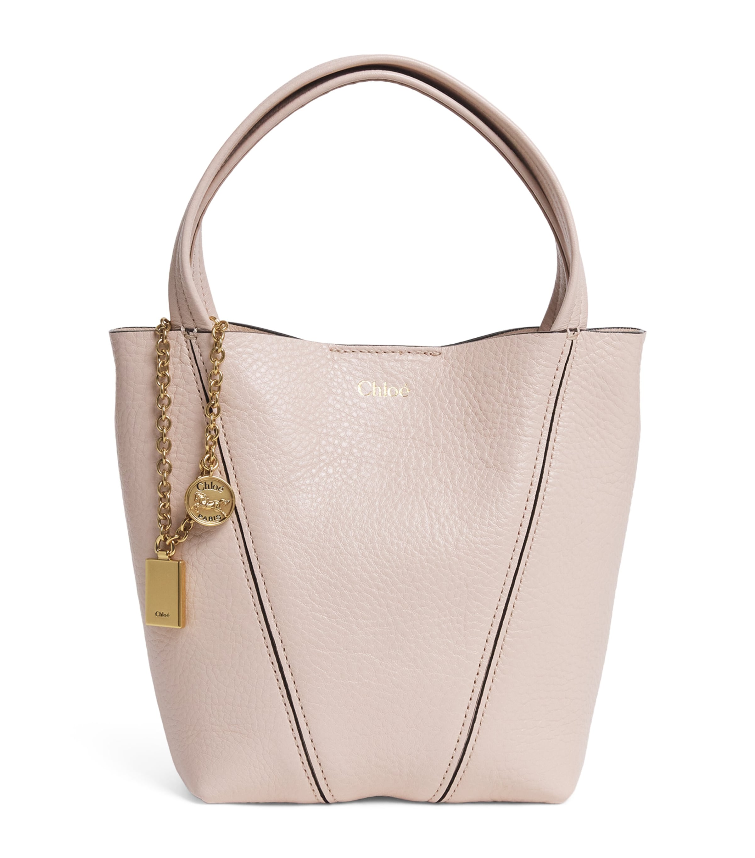 Small Leather Spin Tote Bag CEMENT PINK Image 1