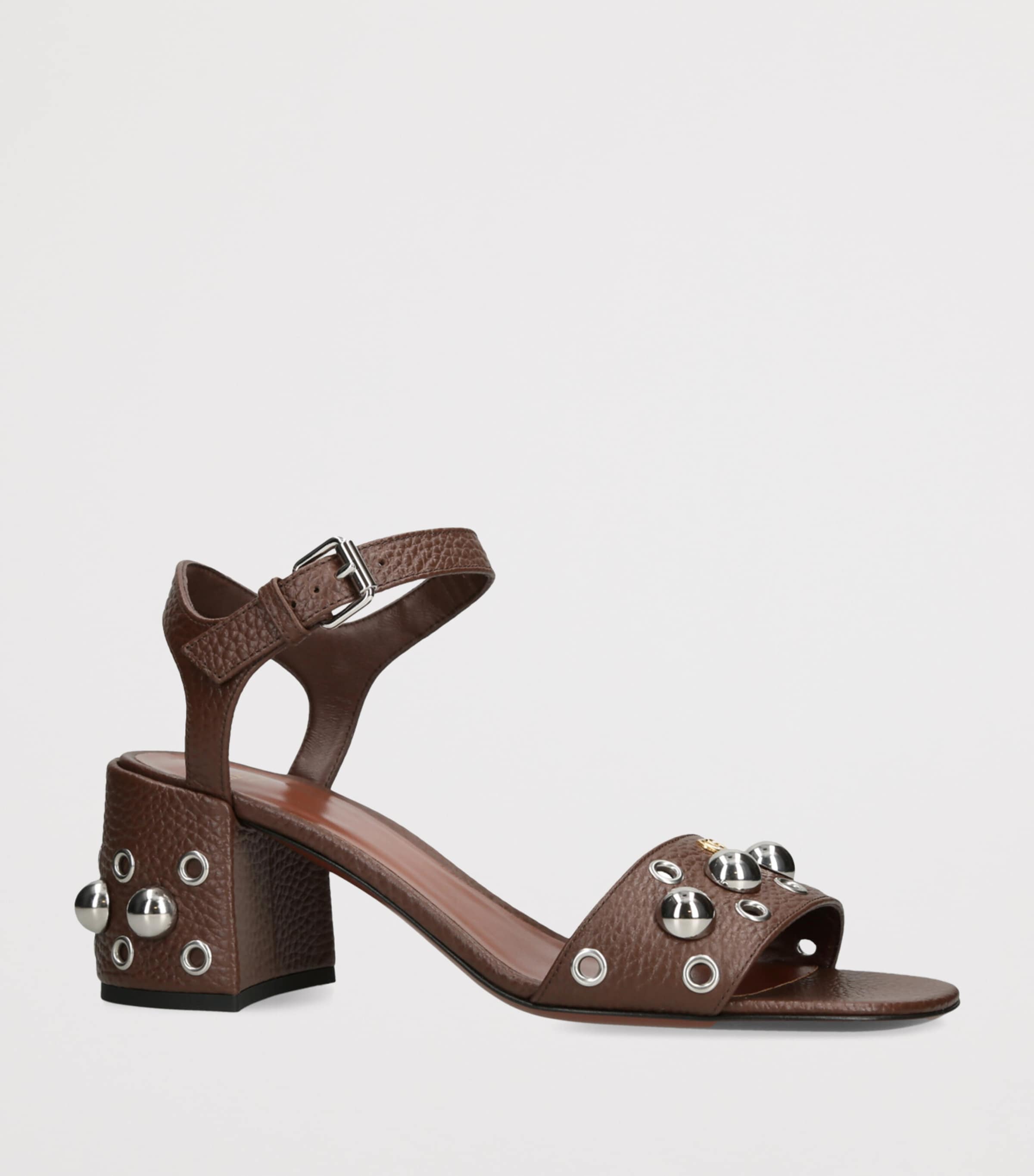 Leather Nellcote Heeled Sandals 60 DARK BROWN Image 3
