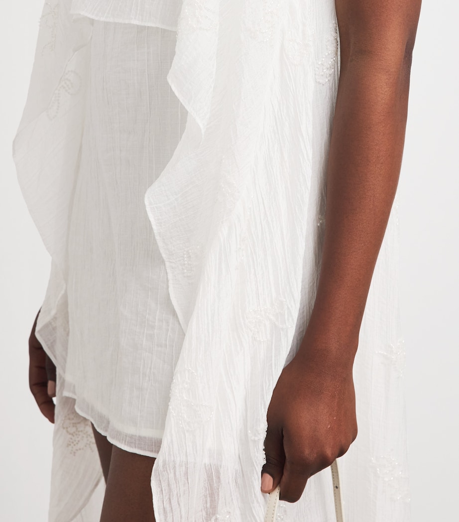 STAUD Womens Embellished Valencia Mini Dress Wht White Image 5