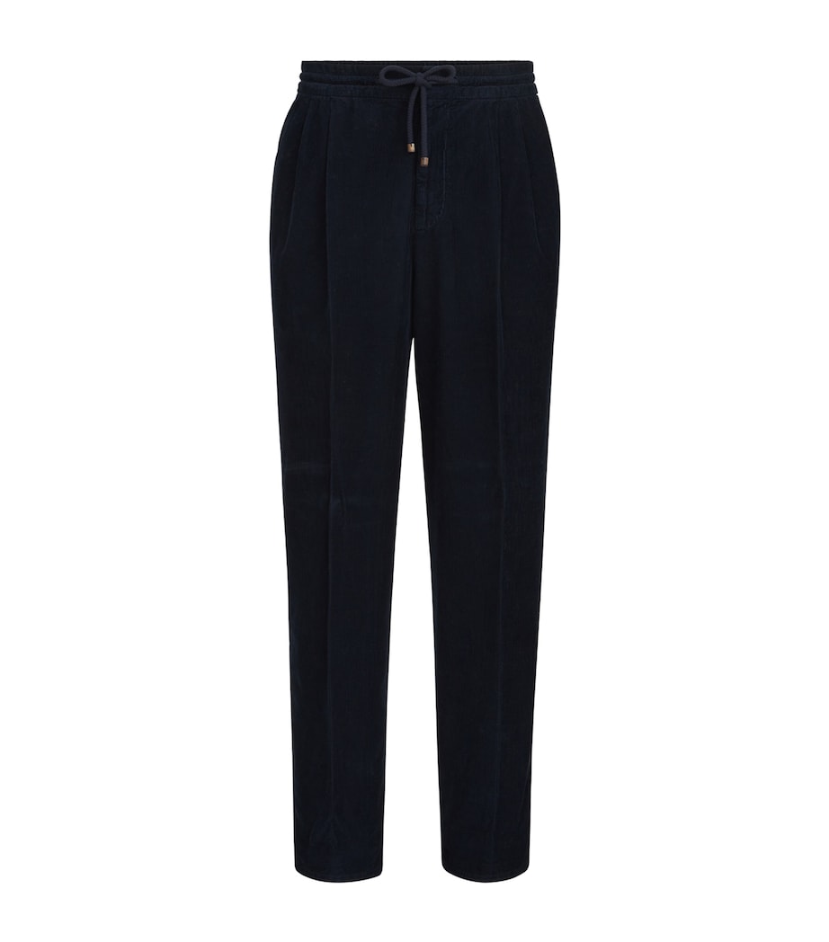 Brunello Cucinelli Mens Cotton Drawstring Trousers Navy Image 1