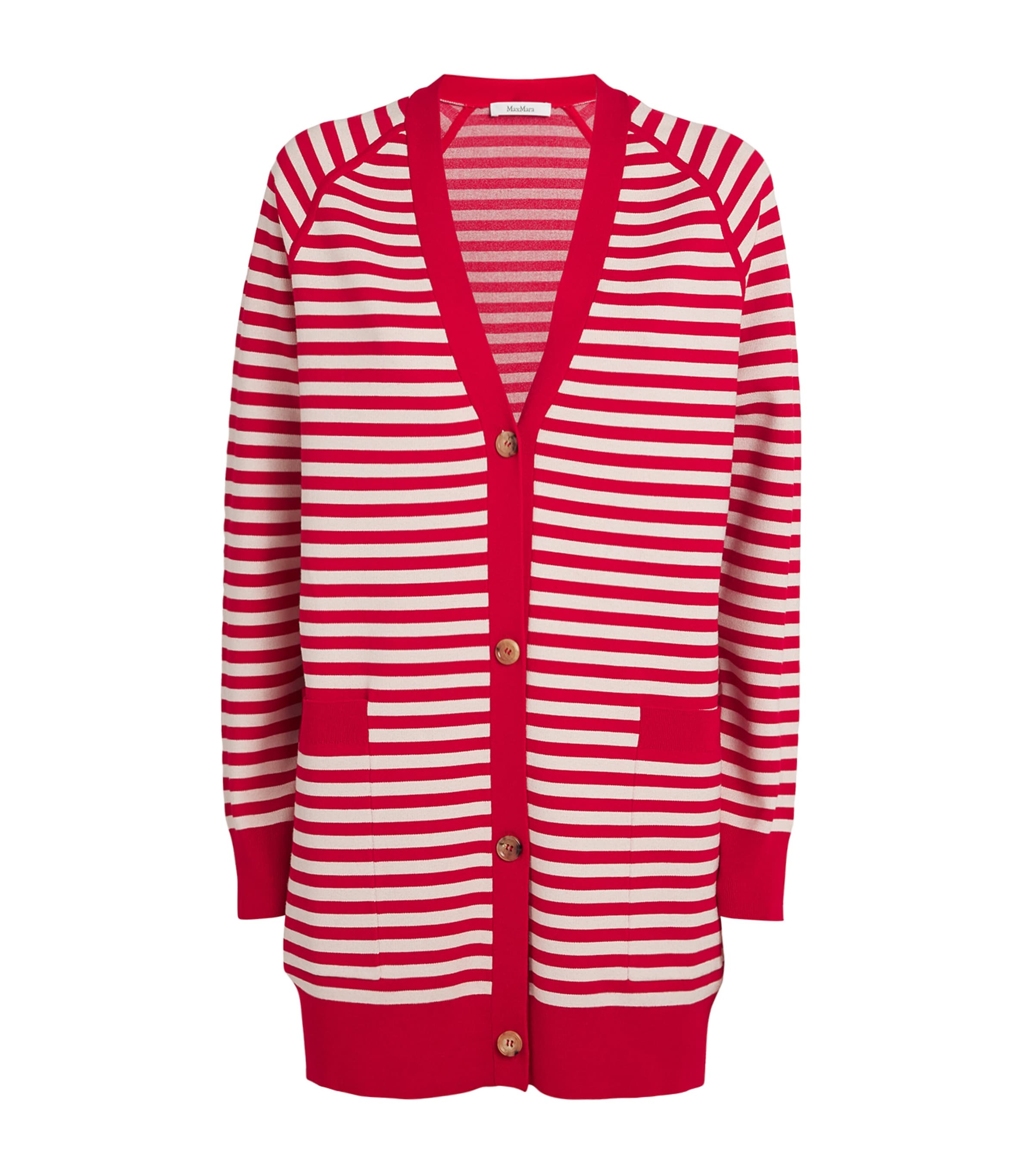 Max Mara Striped Cardigan In Gray