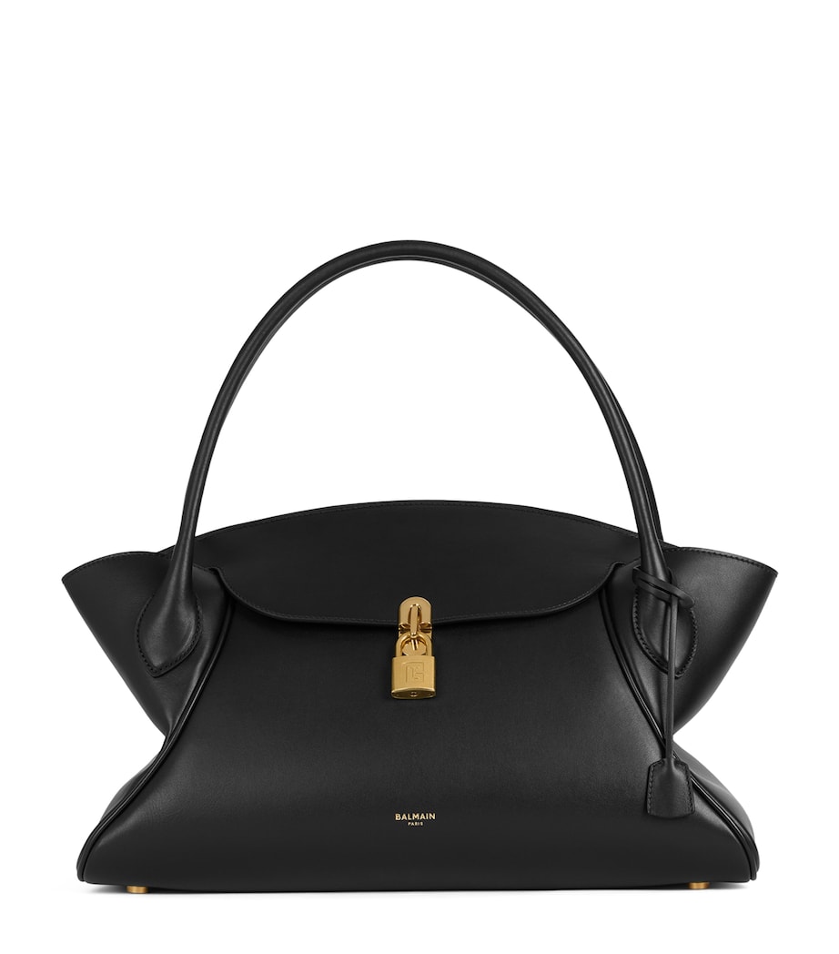 Balmain Womens Medium Leather Pulse Day Top-Handle Bag Noir Image 1