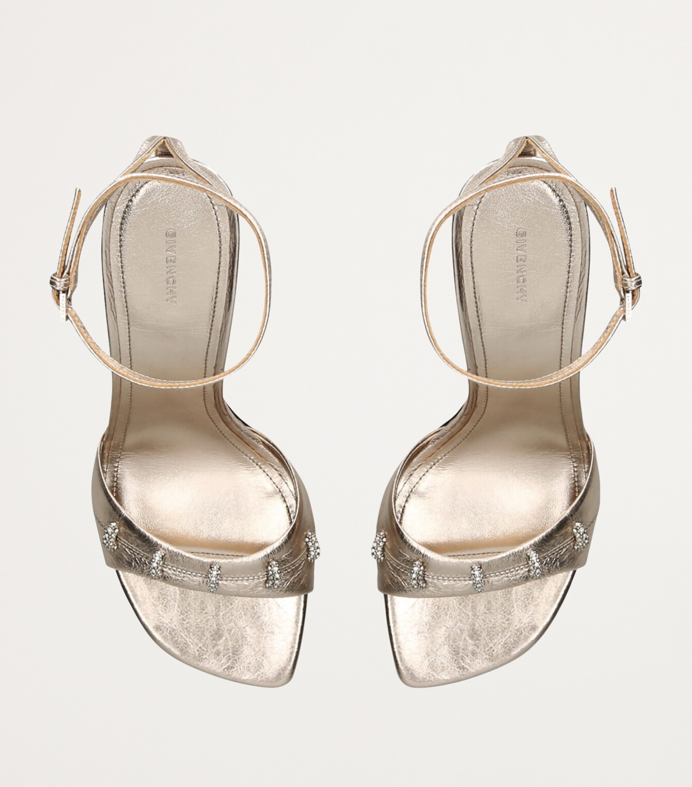 Givenchy Leather Stitch Heeled Sandals 95 Gold Image 4