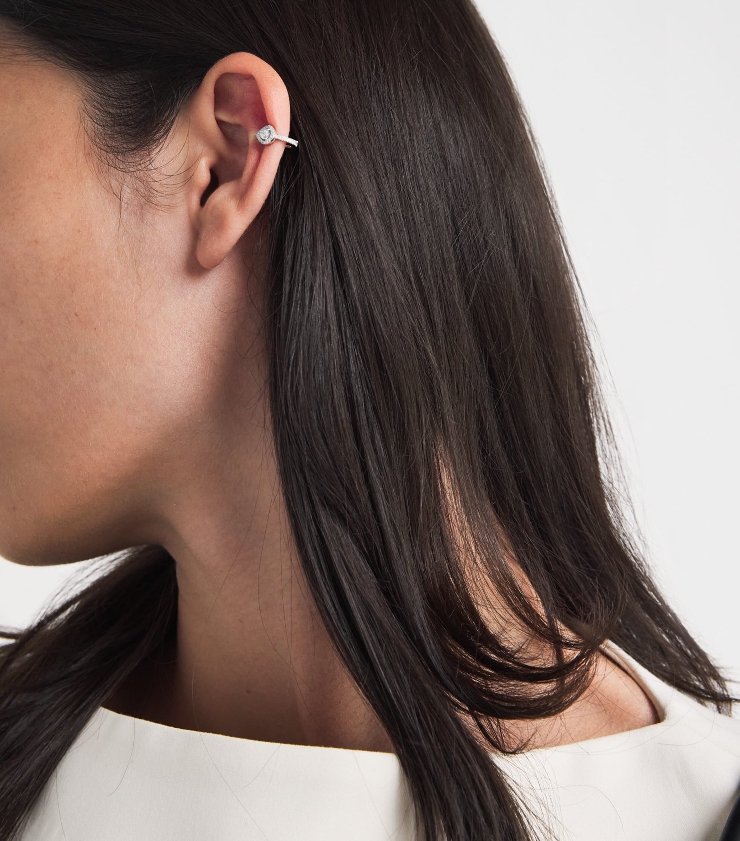 White Gold and Diamond My Twin Single Clip-On Earring WHITE GOLD Image 2