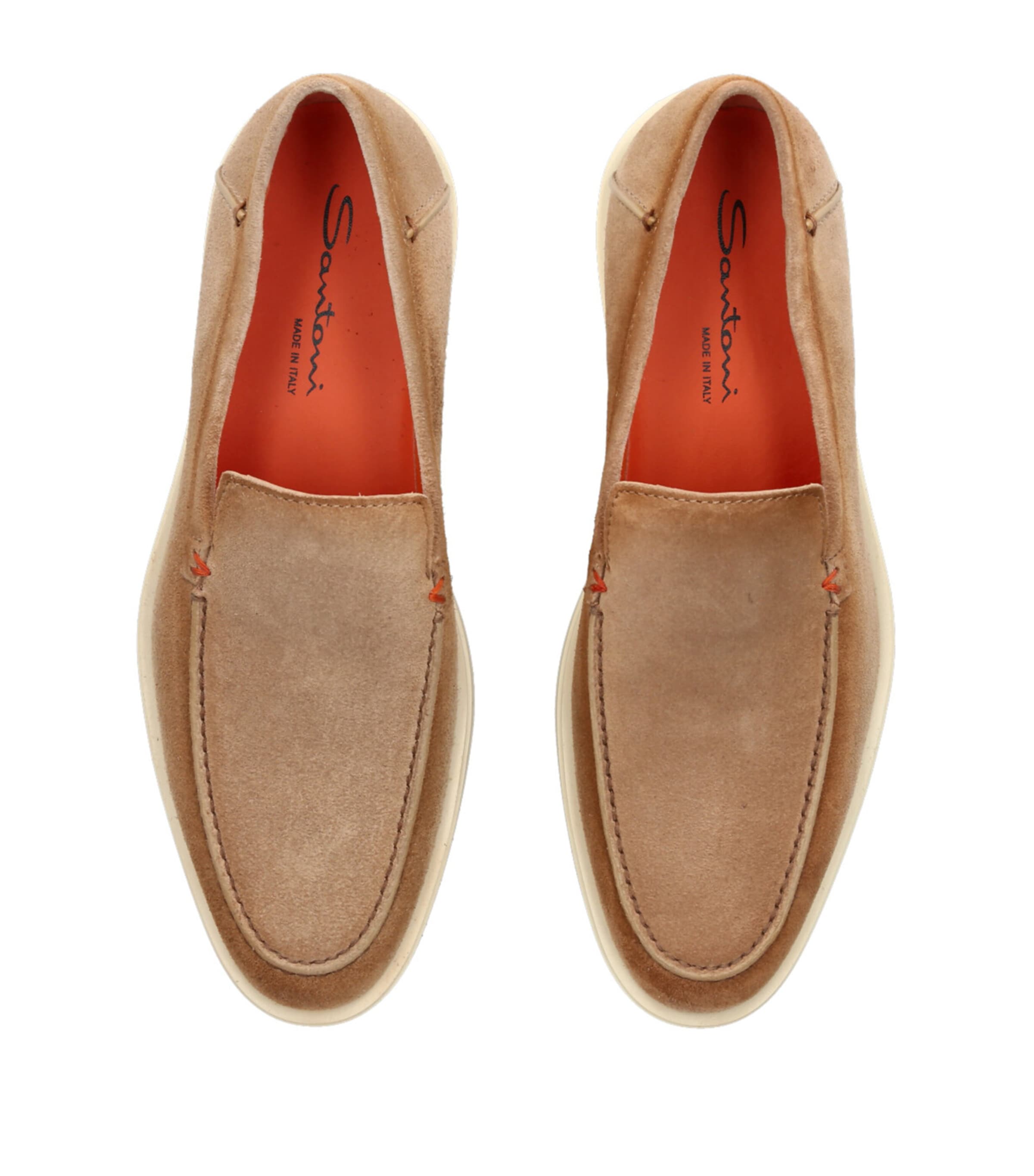 Santoni Suede Detroit Low-Top Loafers Beige Image 4
