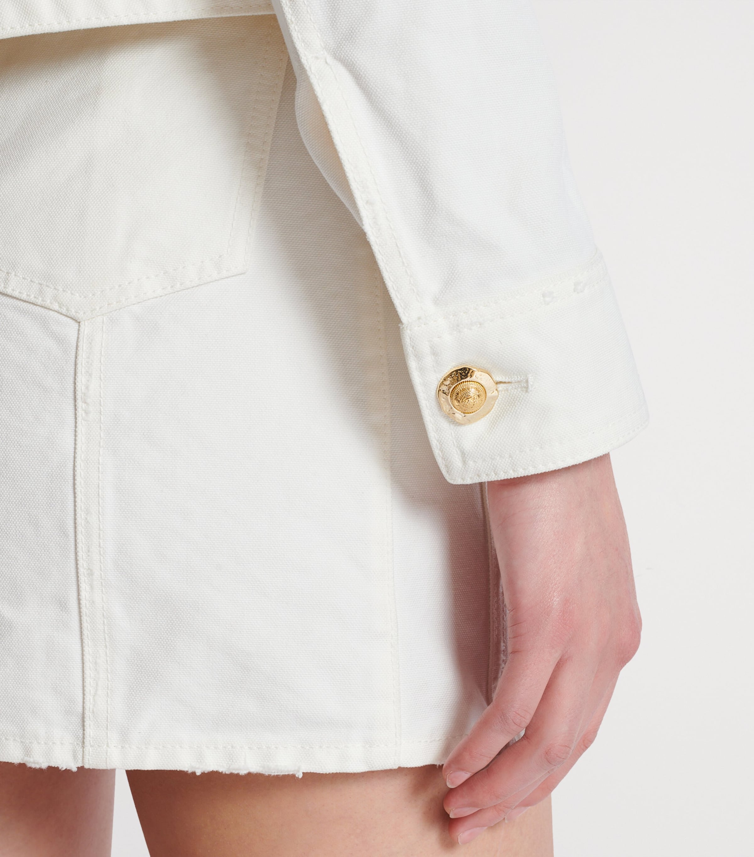 Cotton Cropped Jacket 0FC BLANC CASS?? Image 8