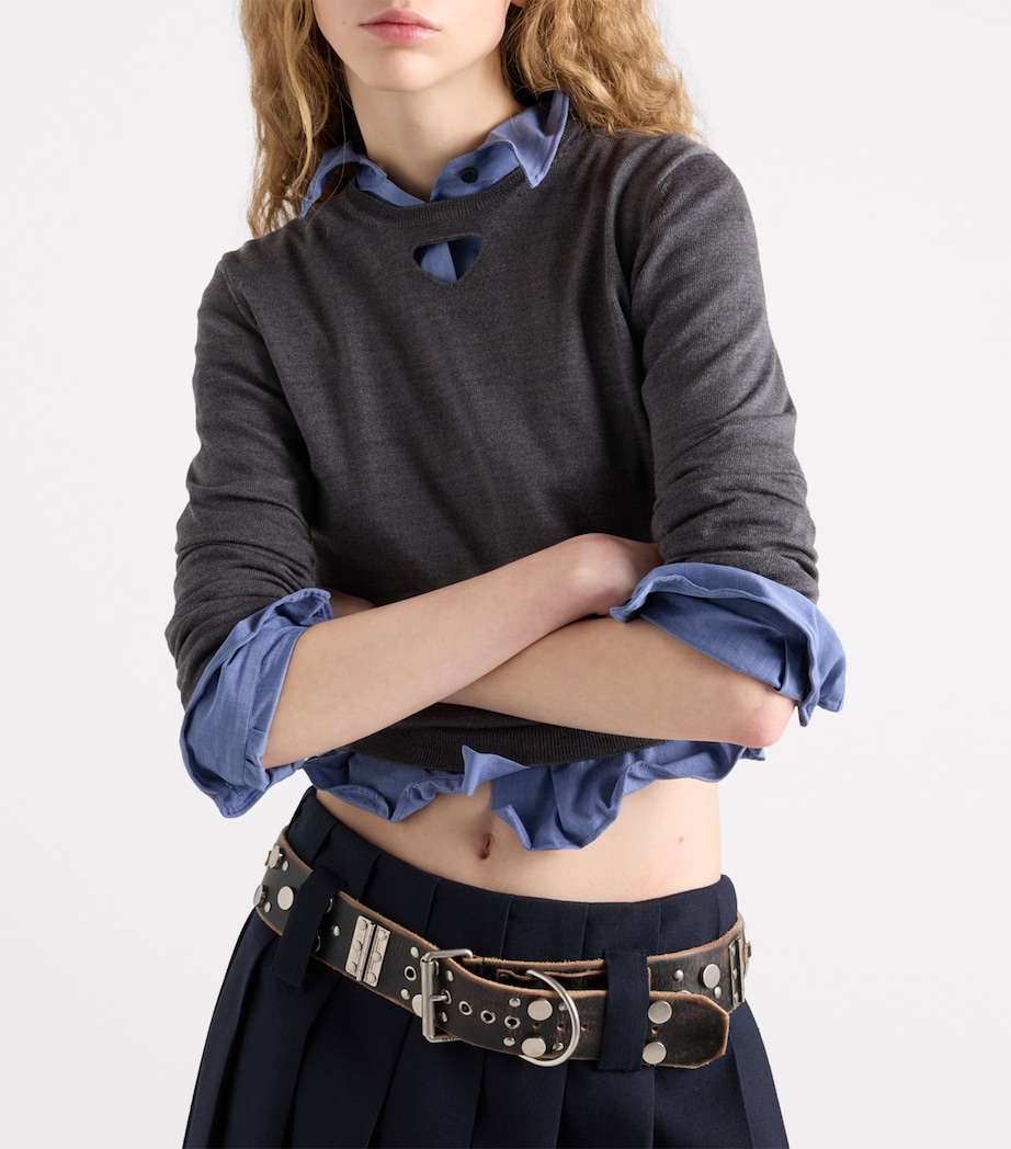 Virgin Wool Triangle Cut-Out Sweater F0031 Image 6