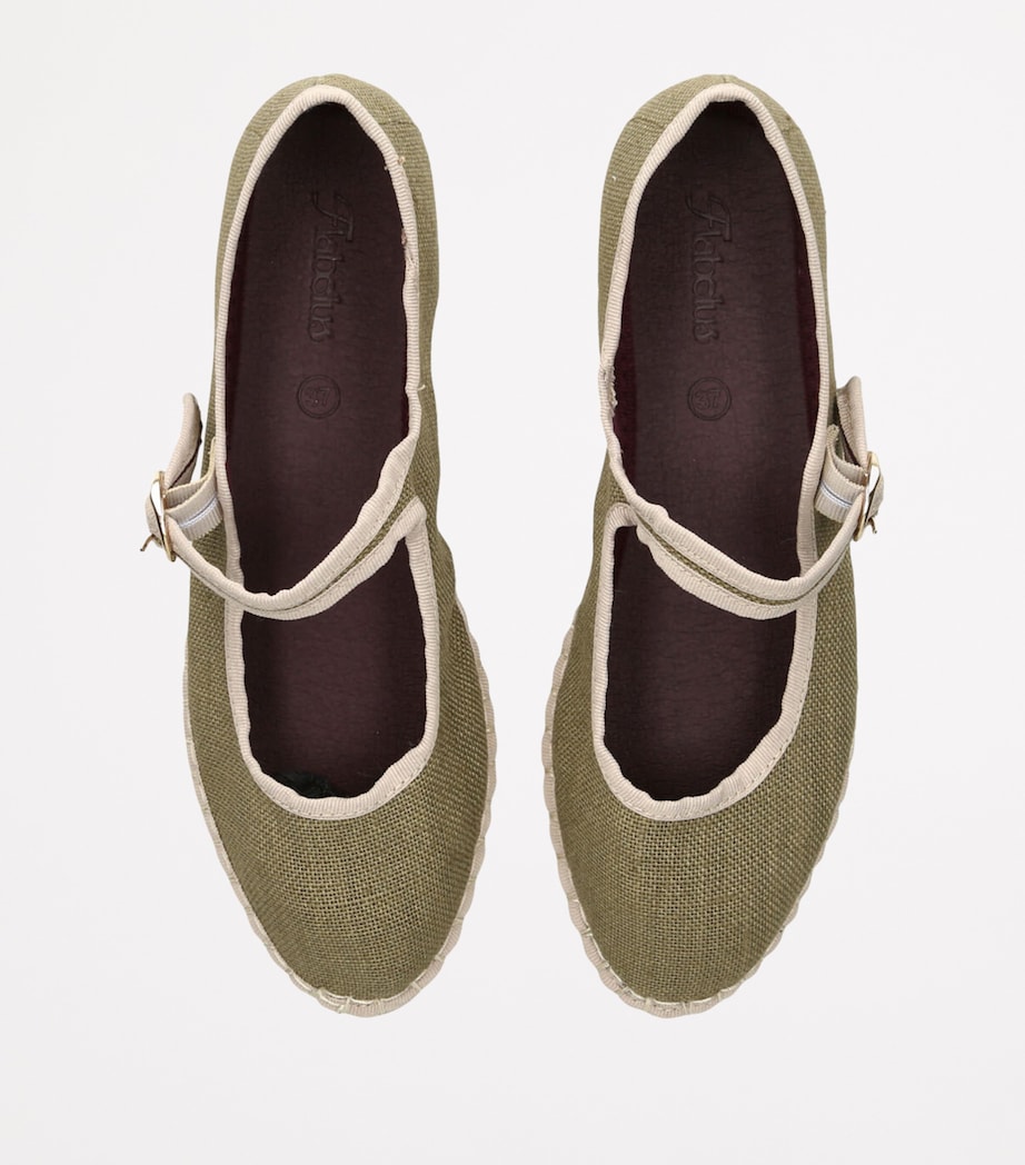 Flabelus Linen Ishmael Mary Janes Khaki Image 4