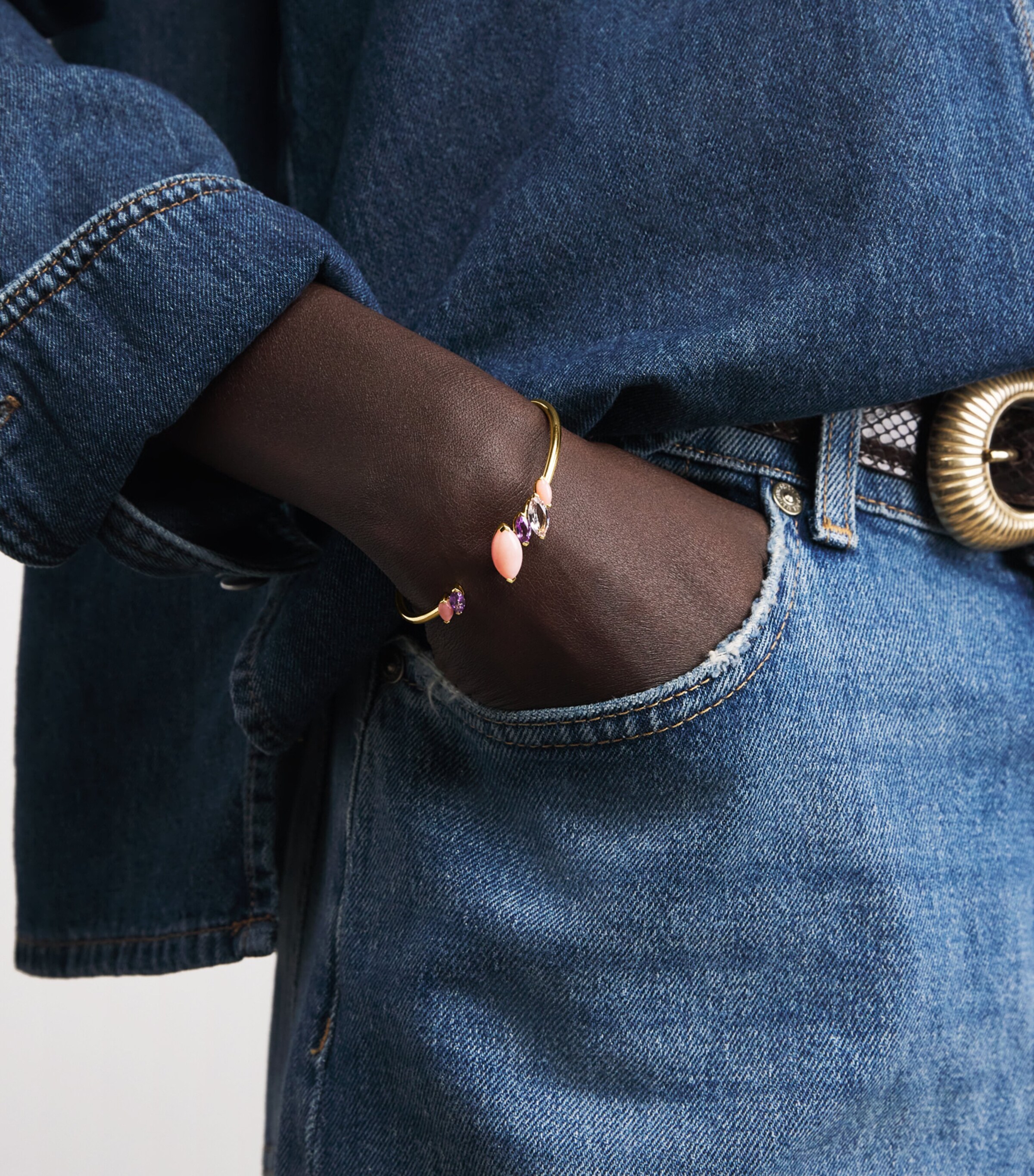 Yellow Gold, Tourmaline and Opal Batik Cuff YELLOW GOLD Image 2