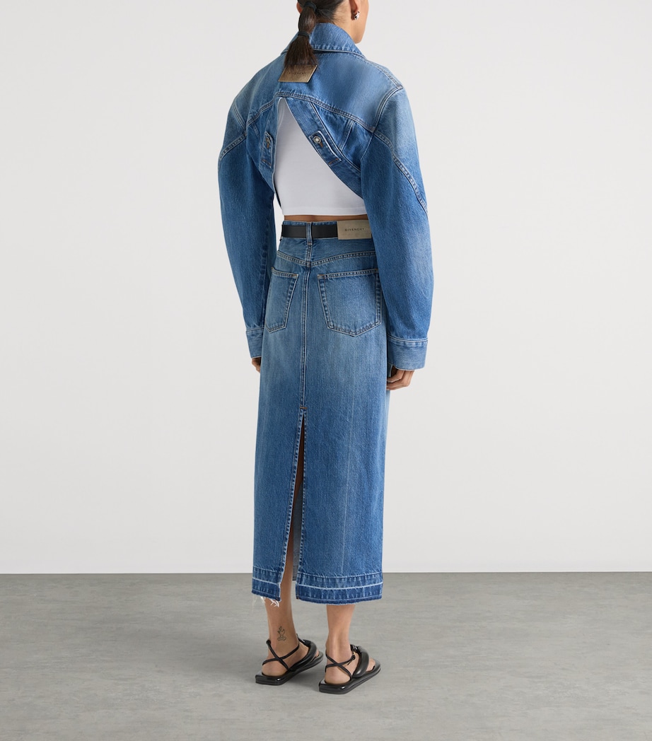 Givenchy Womens Denim Midi Skirt Medium Blue Image 3