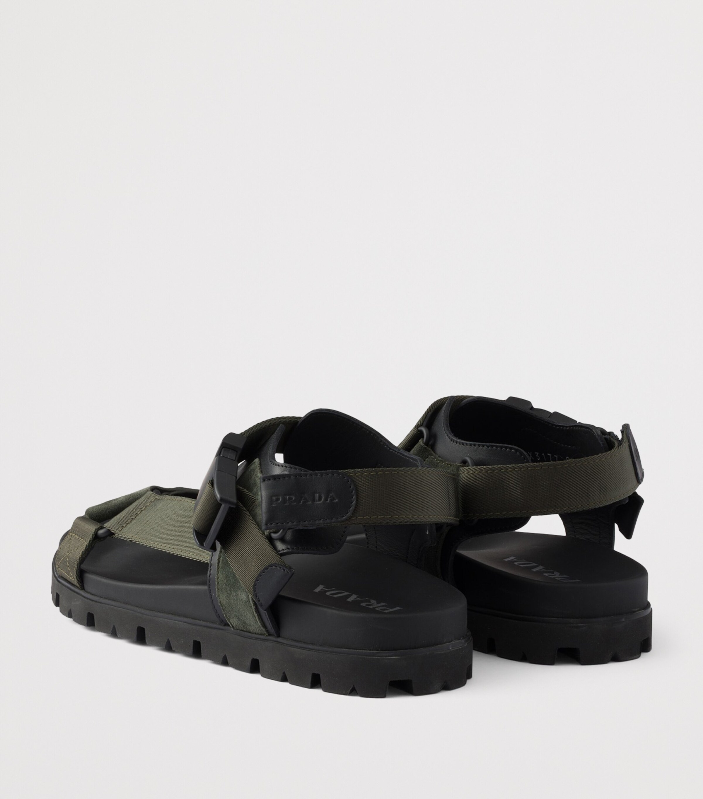 Prada Suede and Woven Tape Sandals Green Image 5