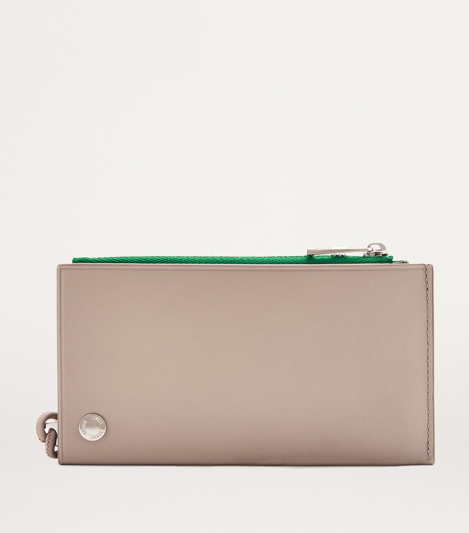 Leather Pebble Slider Coin Card Holder SAND/TROPICAL GREEN Image 2