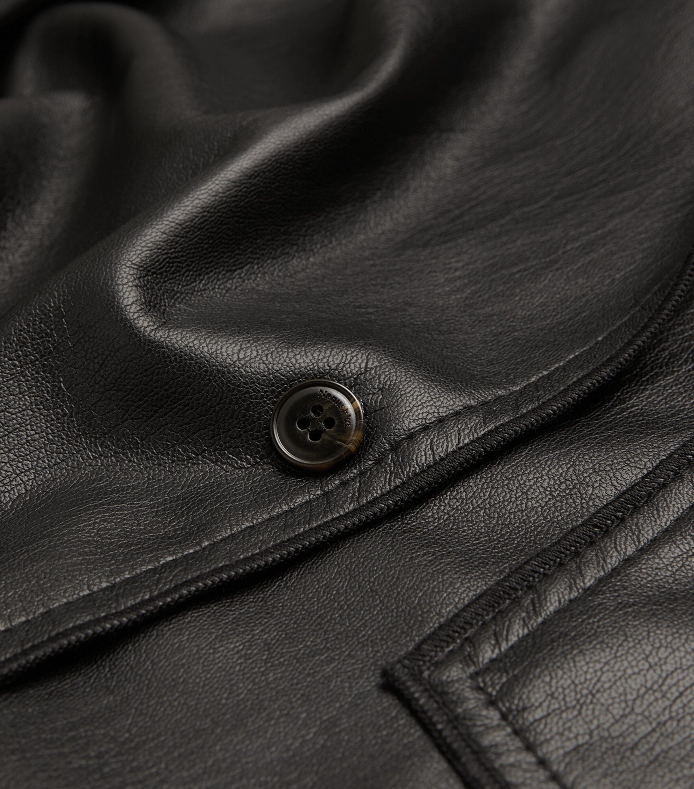 Nanushka Mens Faux Leather Shirt Black Image 5