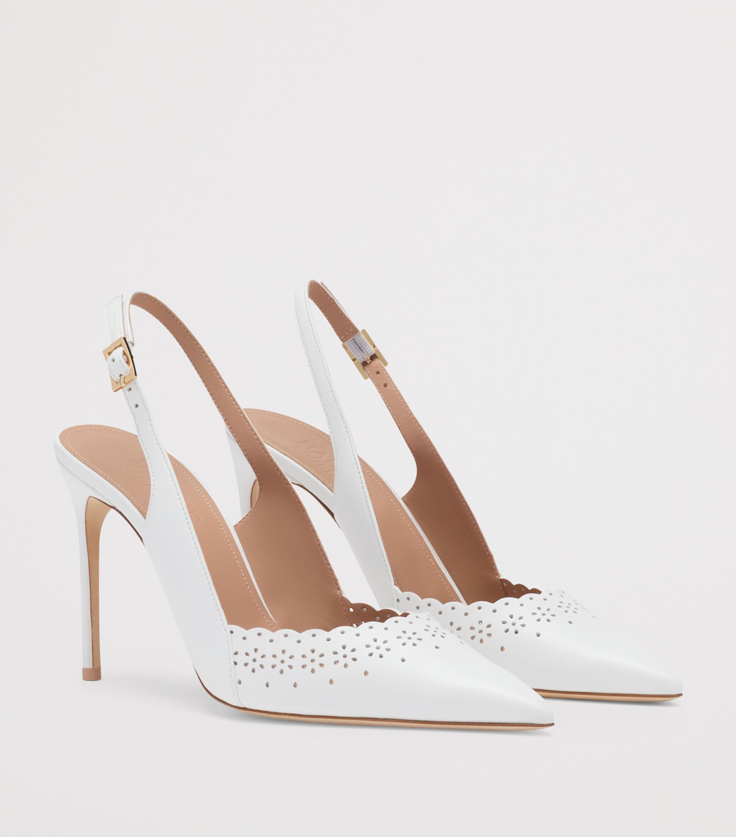 Malone Souliers Leather Sunny Slingback Heels 90 White Image 3