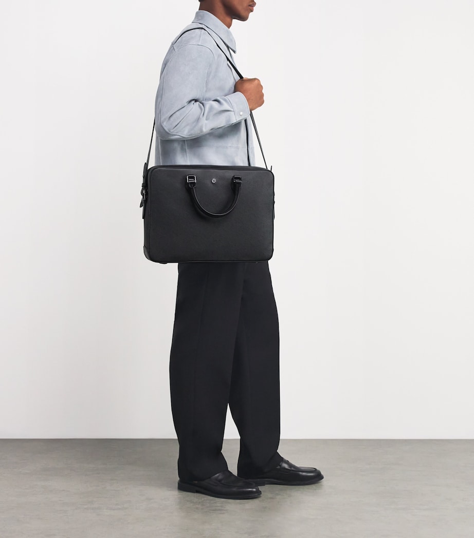 Harrods Saffiano Leather Briefcase Black Image 2
