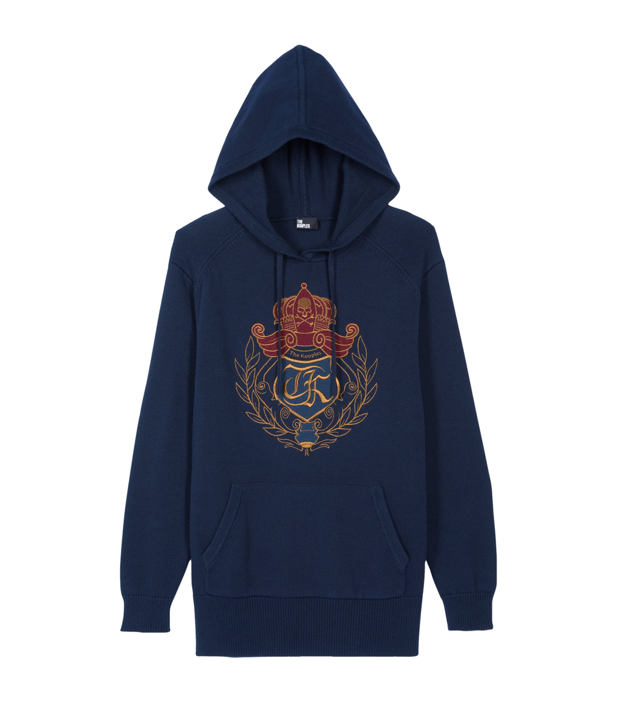 The Kooples Cotton Embroidered Hoodie In Navy