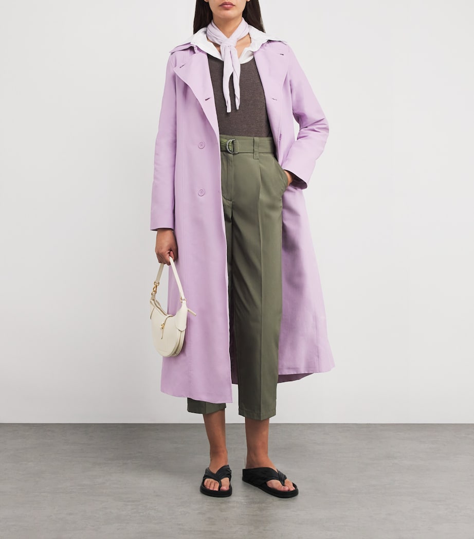 MAX&Co. Womens Cotton-Blend Trench Coat Lilac Image 2