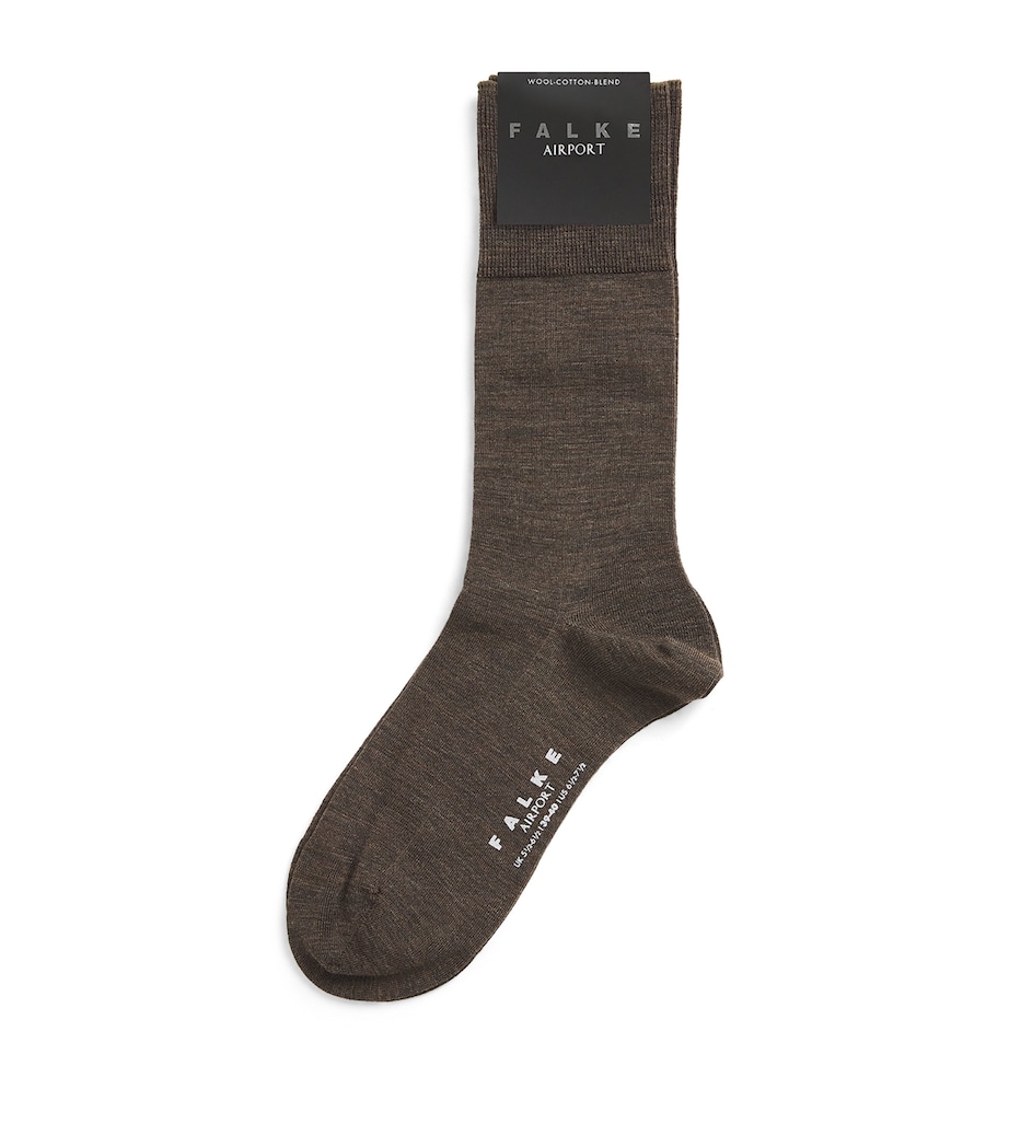 Falke Mens Virgin Wool-Blend Airport Socks Brown Mel Image 1