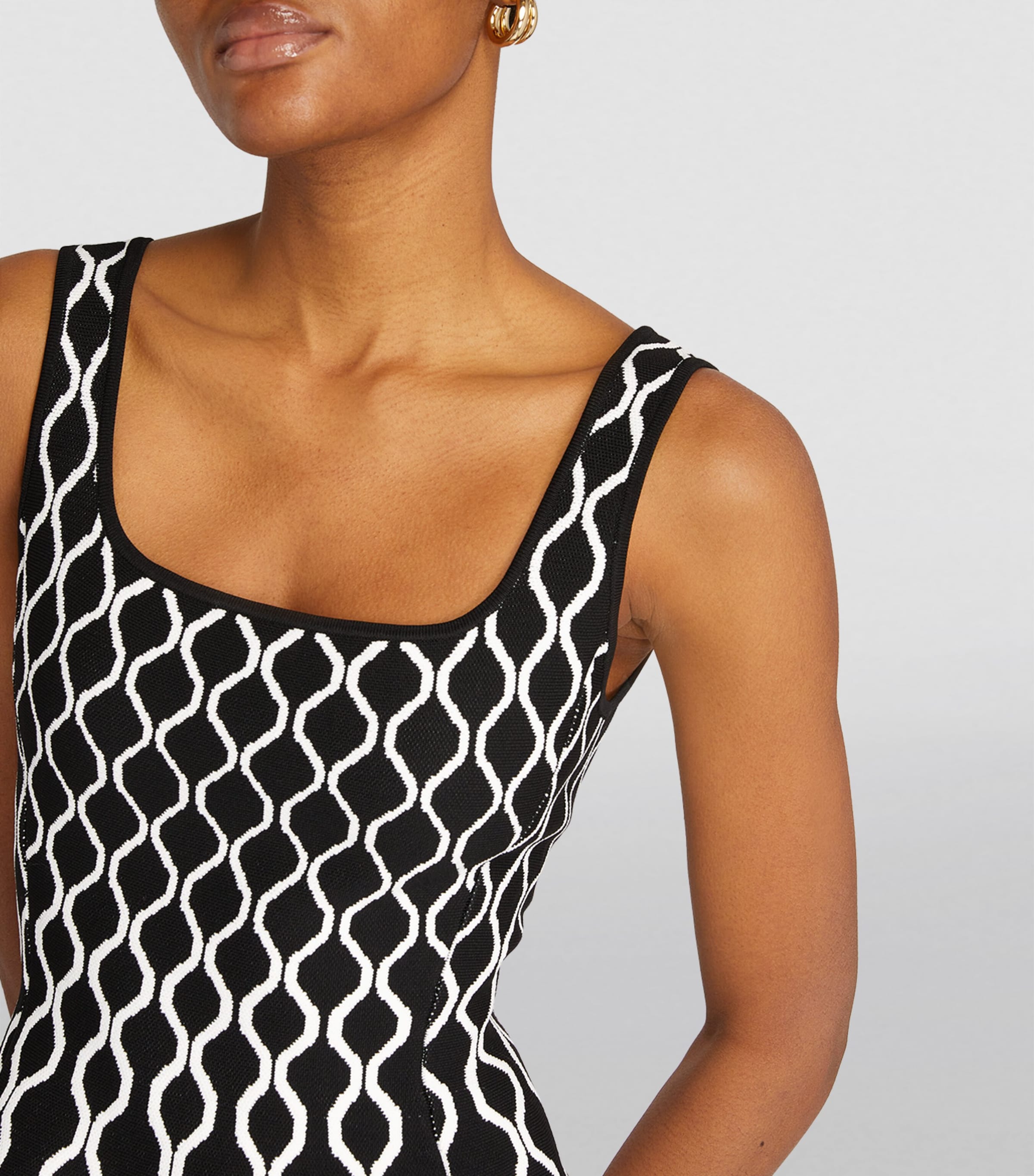 Knitted Mini Dress BLACK / WHITE Image 4