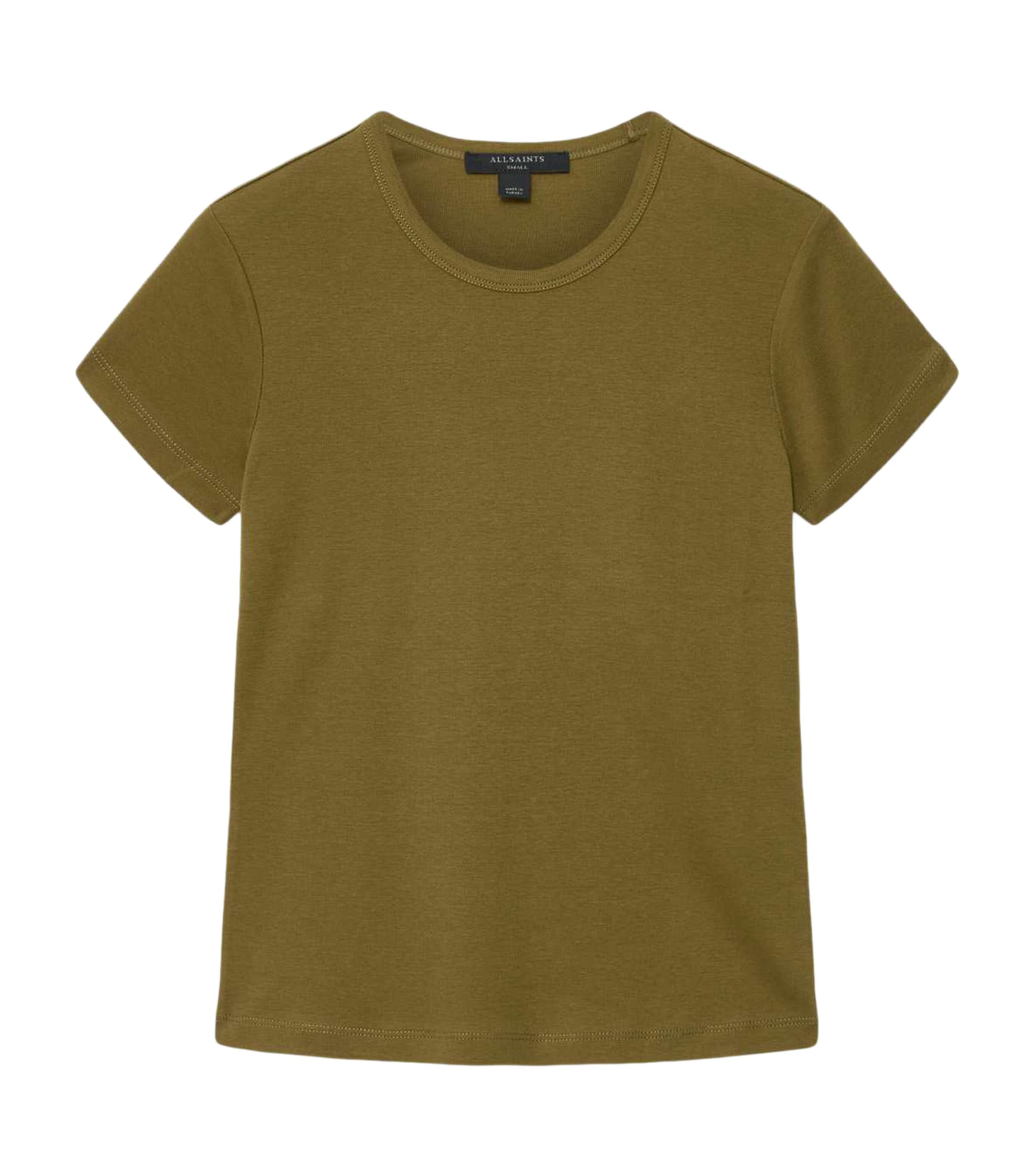 AllSaints Womens Organic Cotton Stevie T-Shirt Khaki Green Image 1