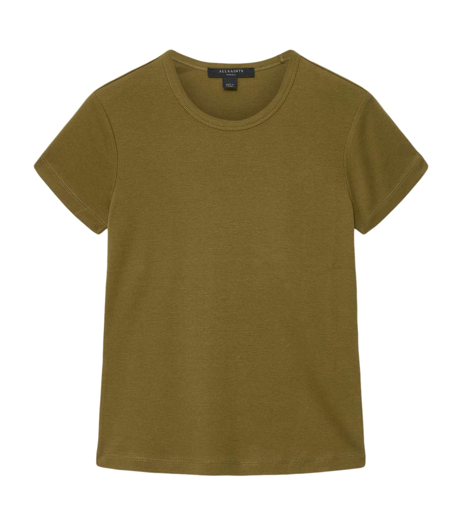AllSaints Womens Organic Cotton Stevie T-Shirt Khaki Green Image 1