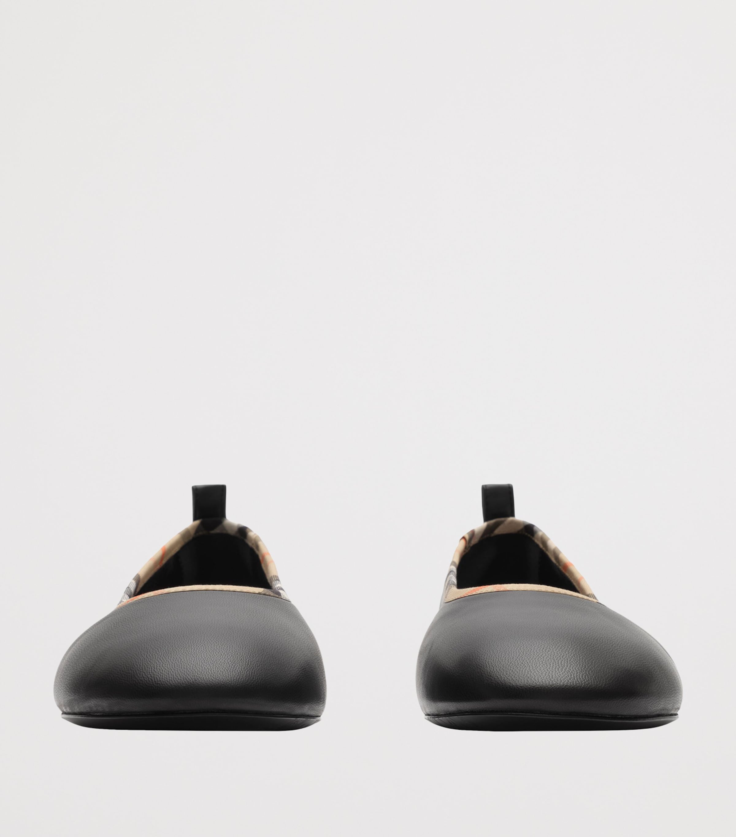 Burberry Leather Check-Trim Robin Ballet Flats Black Image 2