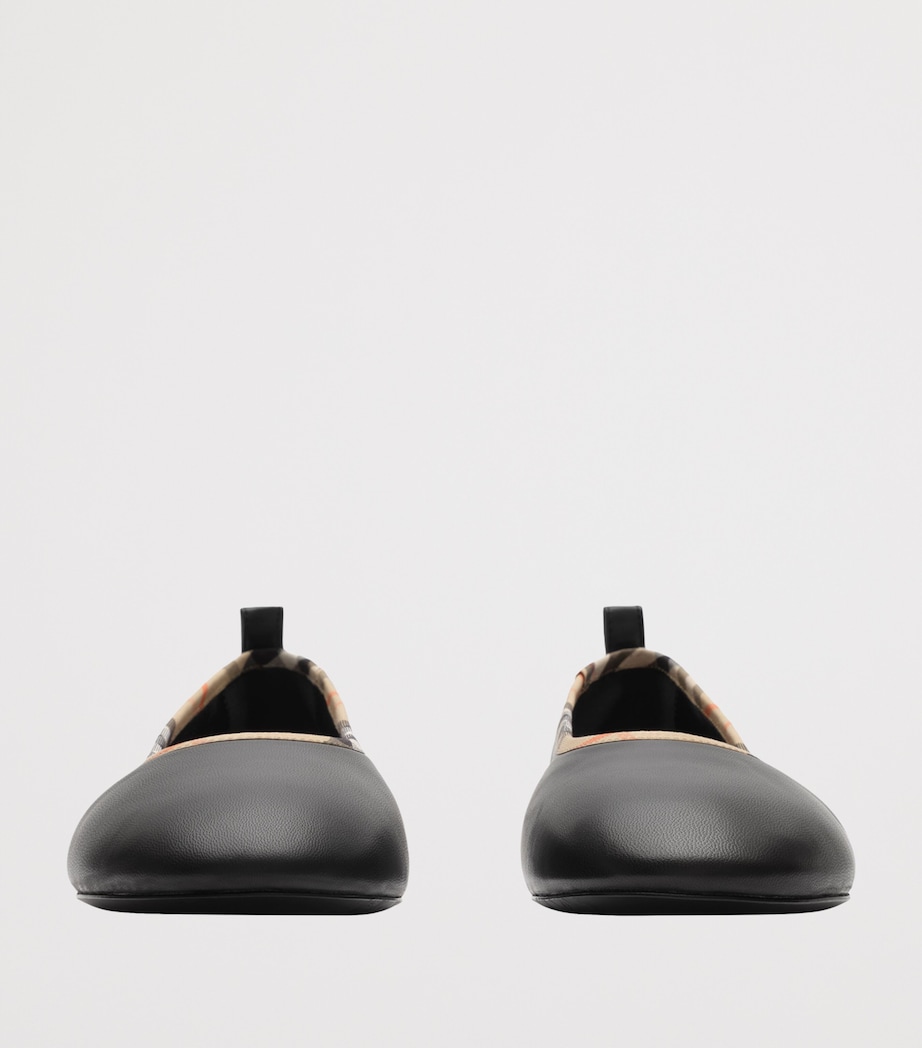 Burberry Leather Check-Trim Robin Ballet Flats Black Image 2