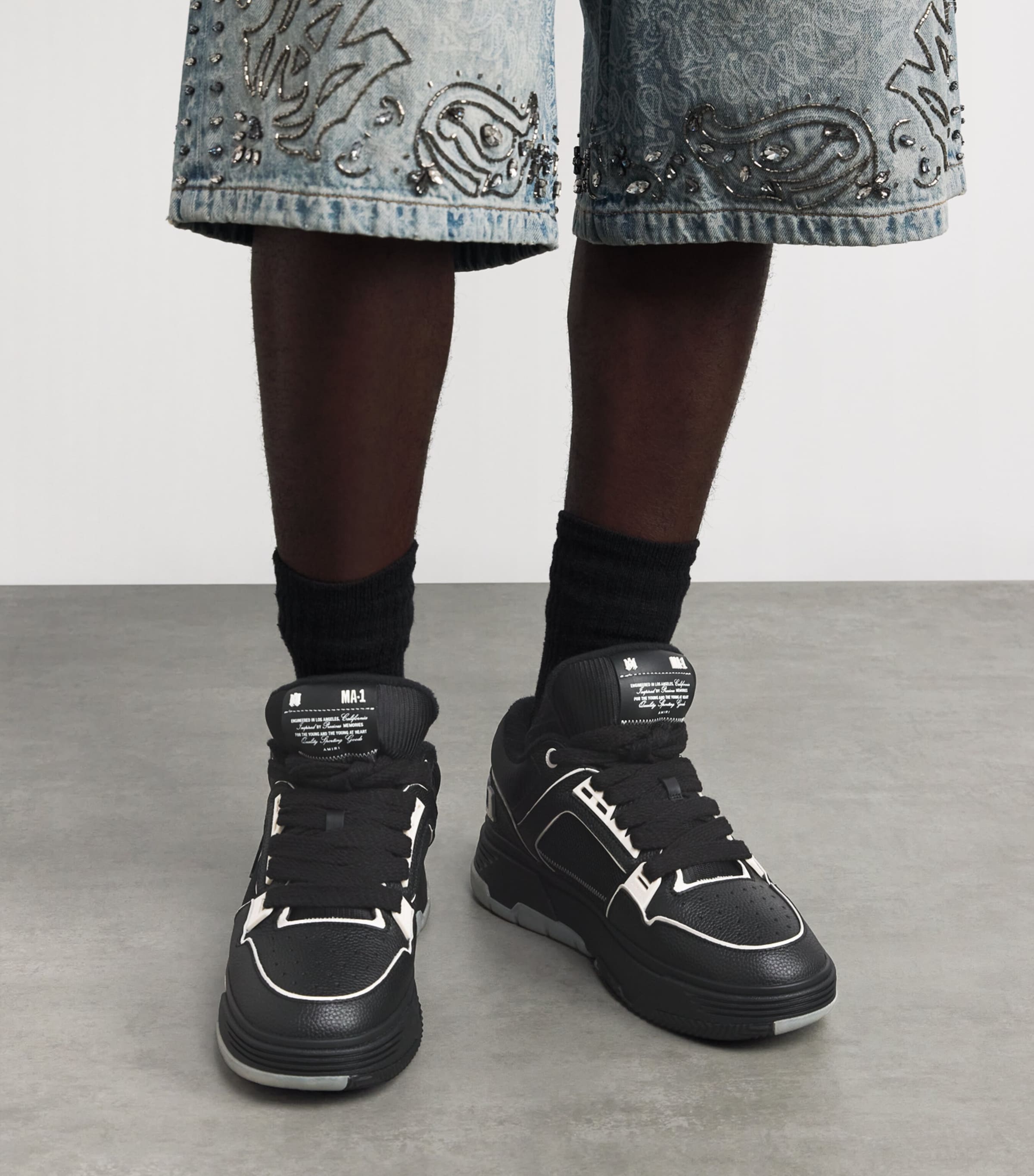 AMIRI Black Leather MA-1 Sneakers | Harrods US