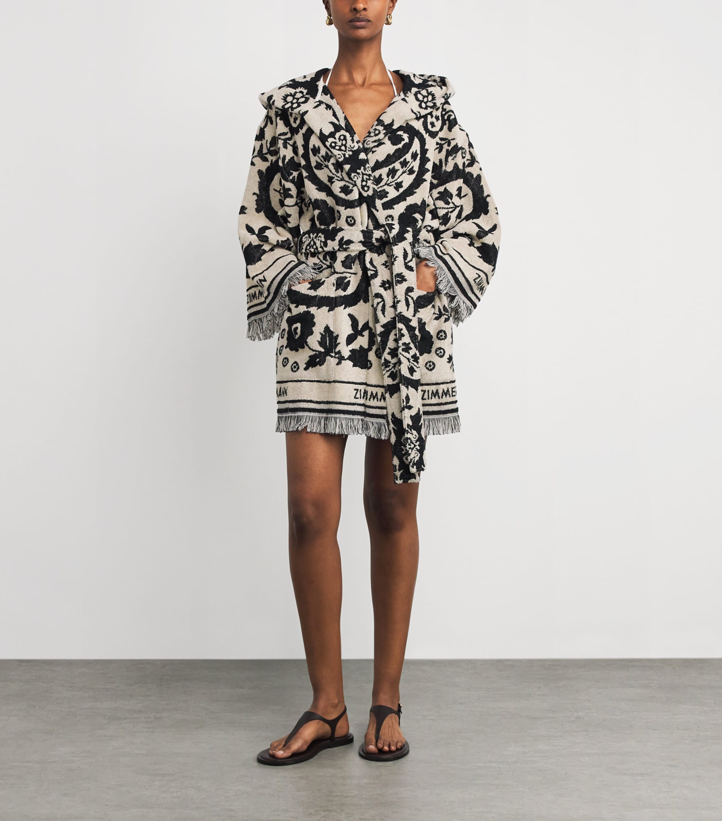Cotton Wanderlust Robe Kaftan BLACK/CREAMBKCRE Image 2