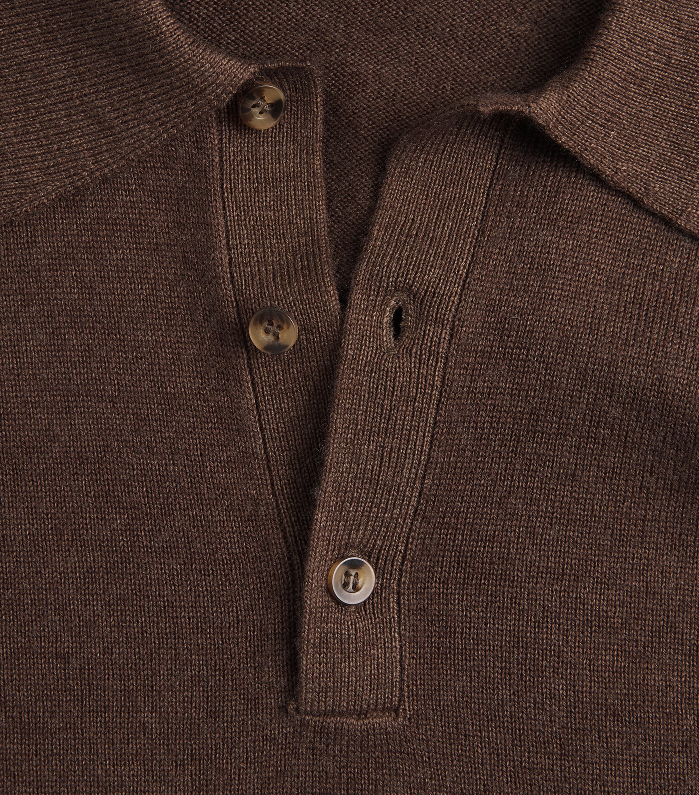 7 For All Mankind Mens Wool-Cashmere Long-Sleeve Polo Shirt Brown Image 6