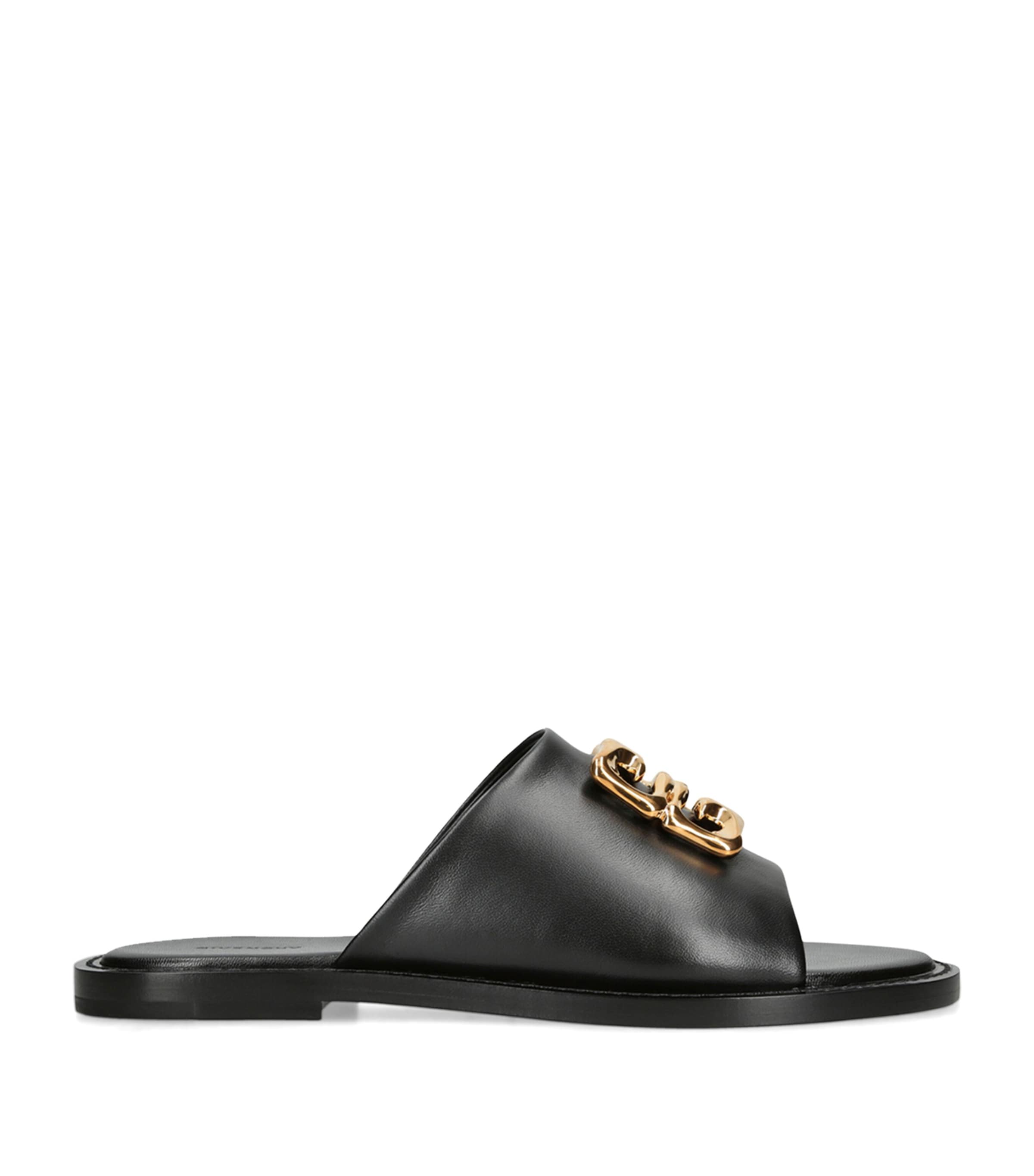 Shop Givenchy Leather 4g Liquid Sandals In Black