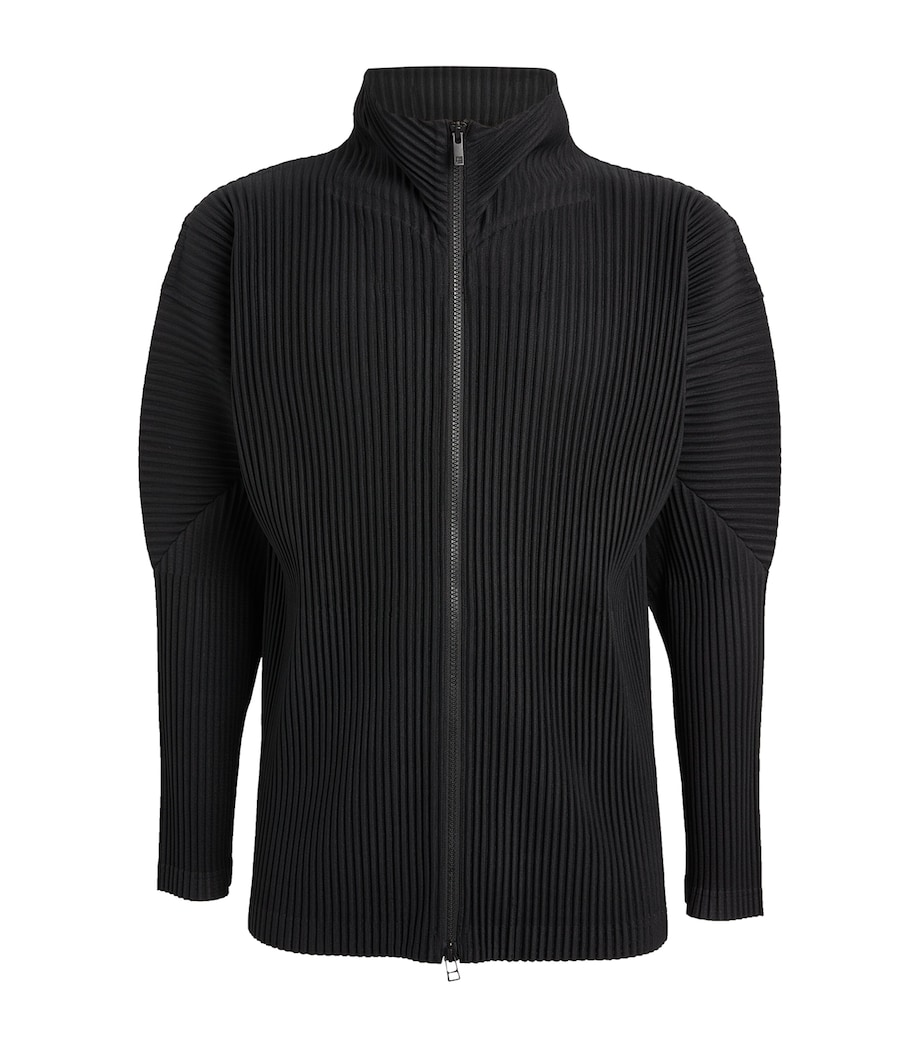 Pleated Zip-Up Cardigan 15 BLACK Image 1