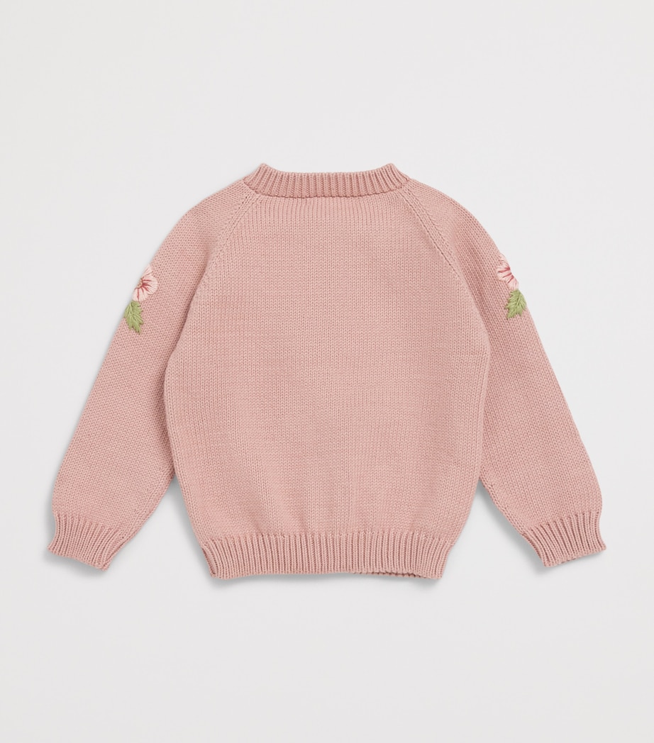 Shirley Bredal Cotton Embroidered Midsummer Cardigan (12 Months - 4 Years) D Dahlia Image 2