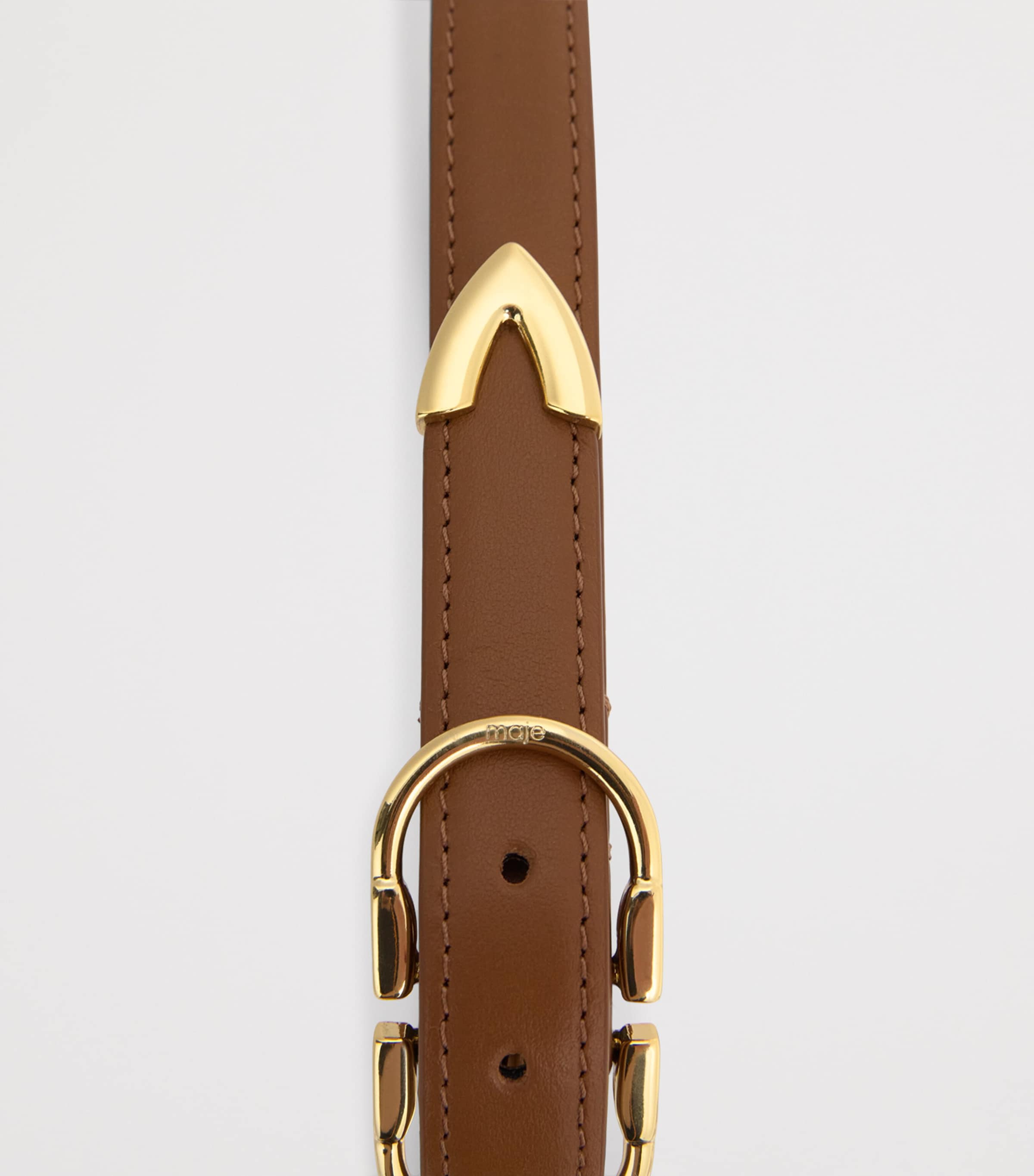 Leather Double-Buckle Belt CAMEL Image 5