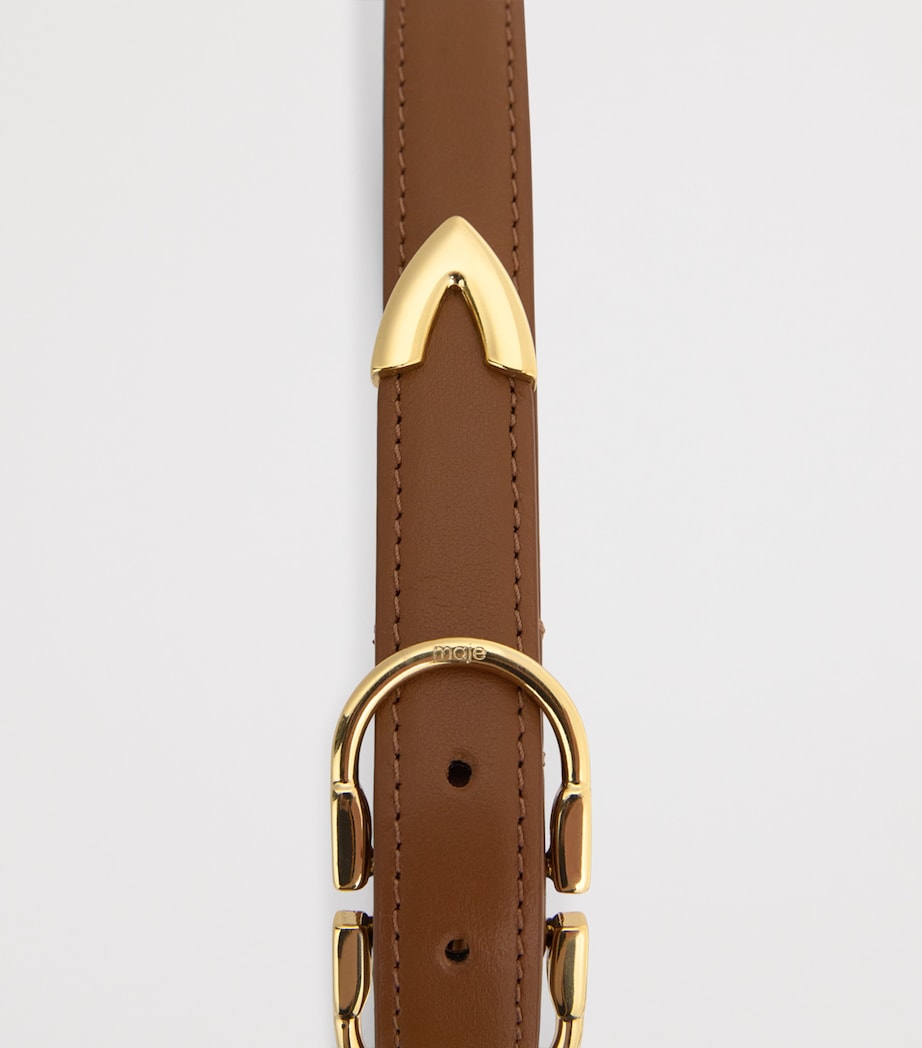 Leather Double-Buckle Belt CAMEL Image 5