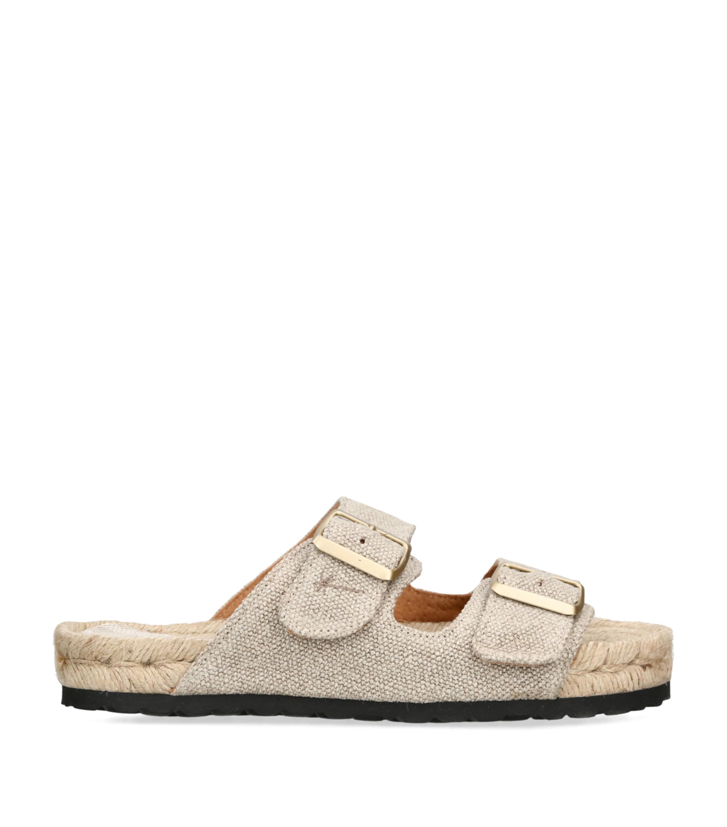 Manebi Womens Bone La Havana Double-buckle Flat Hemp Sandals In Beige