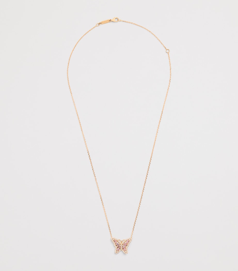 Rose Gold, Diamond and Sapphire Bold Butterfly Necklace 18K RG/P Image 3