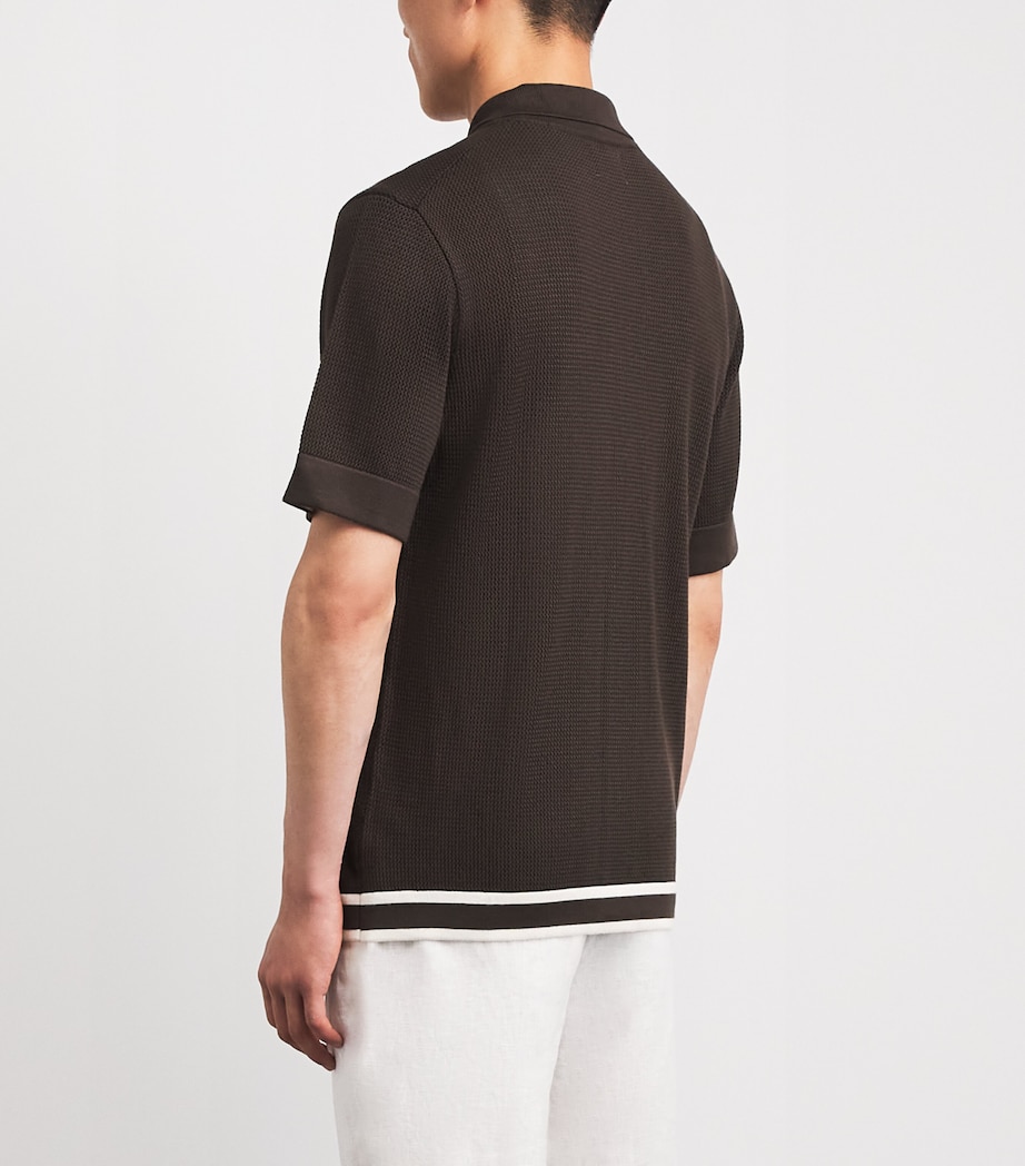 CHÉ Mens Stripe Jorge Polo Shirt Chocolate Brown Image 5