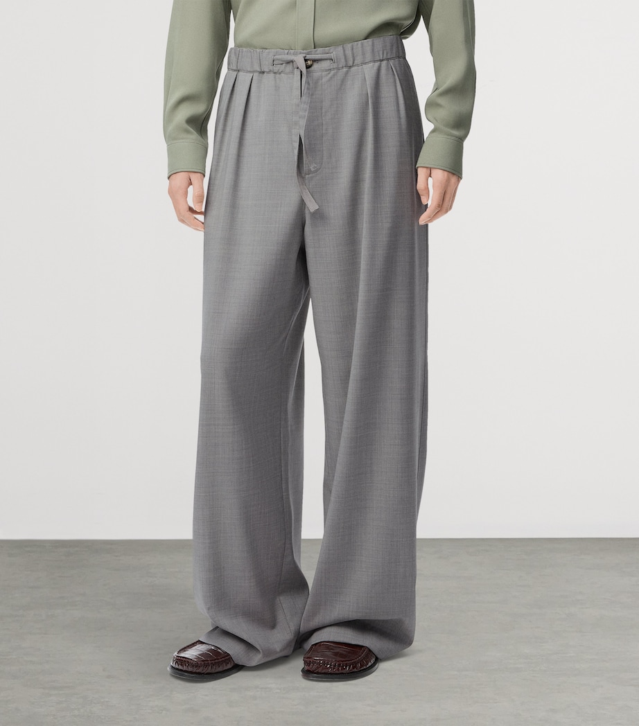 Wool-Blend Drawstring Trousers GREY Image 2