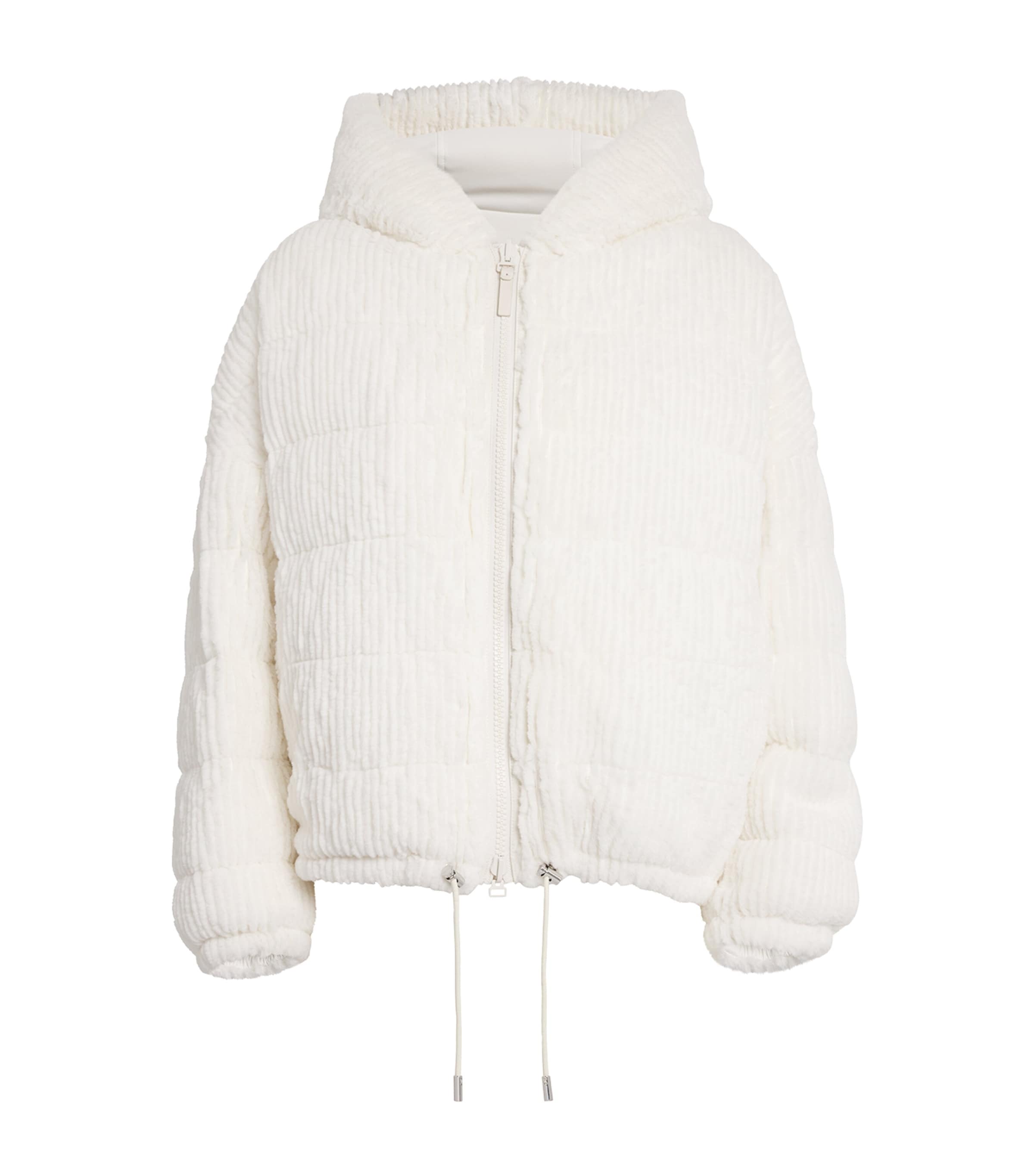 Yves Salomon Reversible Ribbed Lambswool Jacket In White