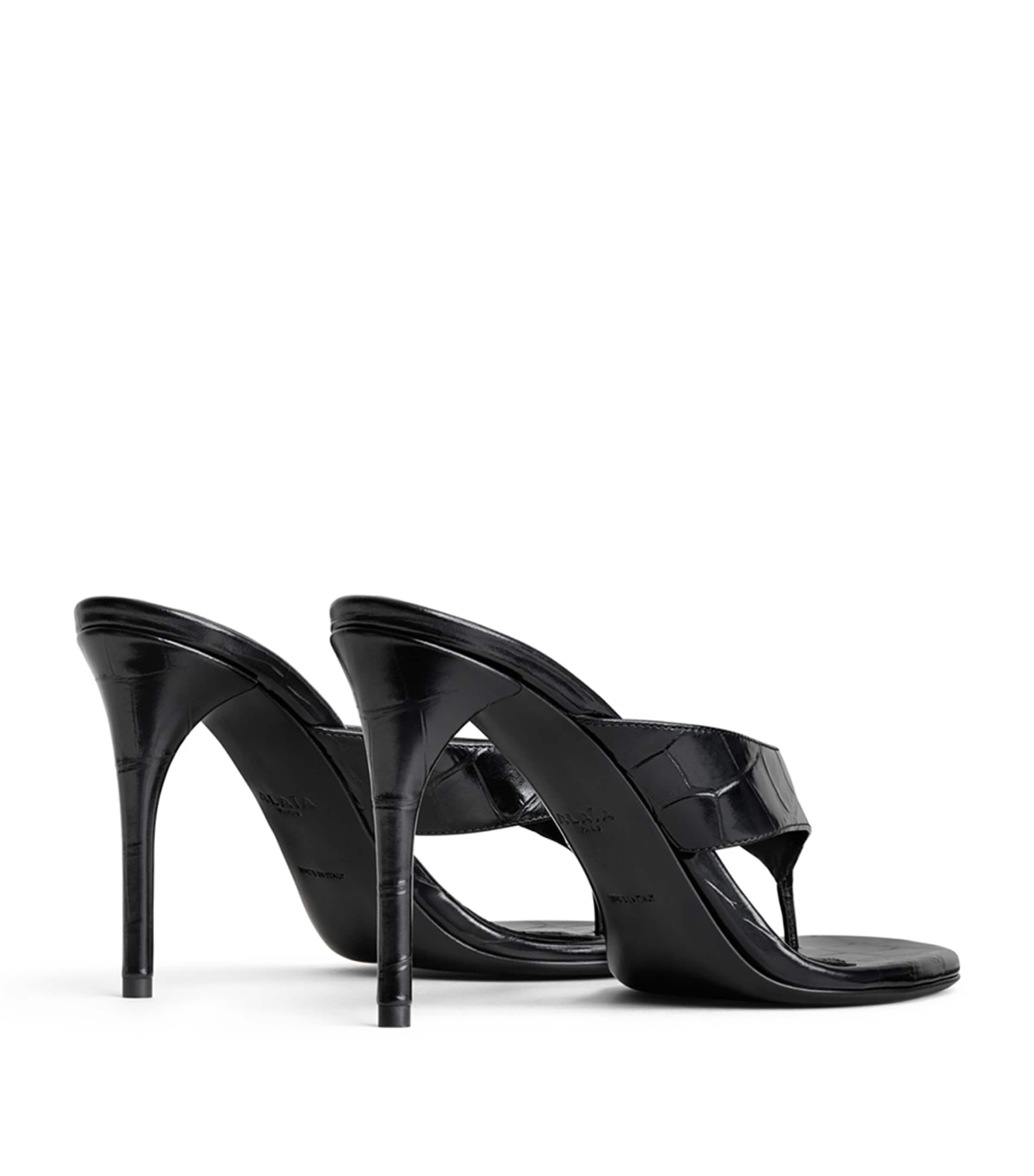 Alaïa Croc-Embossed Leather Thong Mules 90 Black Image 3