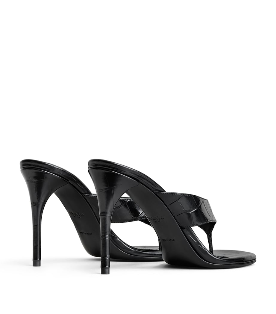 Alaïa Croc-Embossed Leather Thong Mules 90 Black Image 3