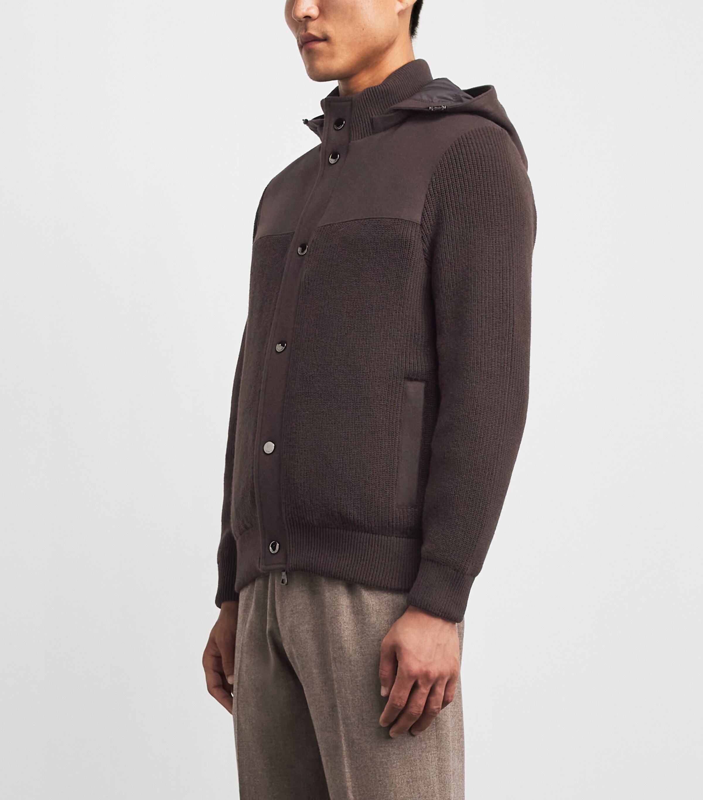 Fioroni Cashmere Mens Virgin Wool Down Jacket Marrone Image 4