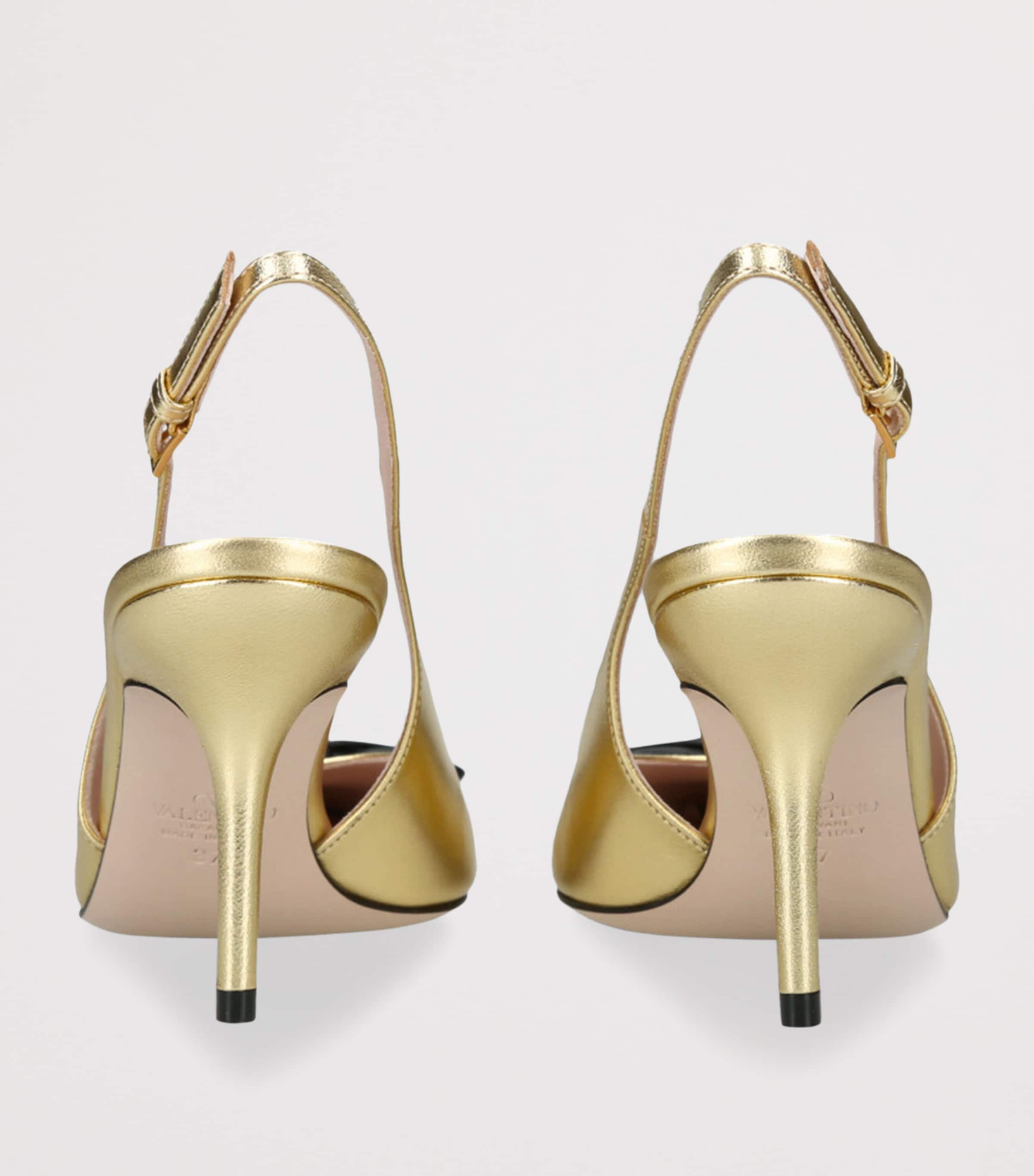 Leather Bepointy Slingback Heels 80 GOLD COMB Image 2