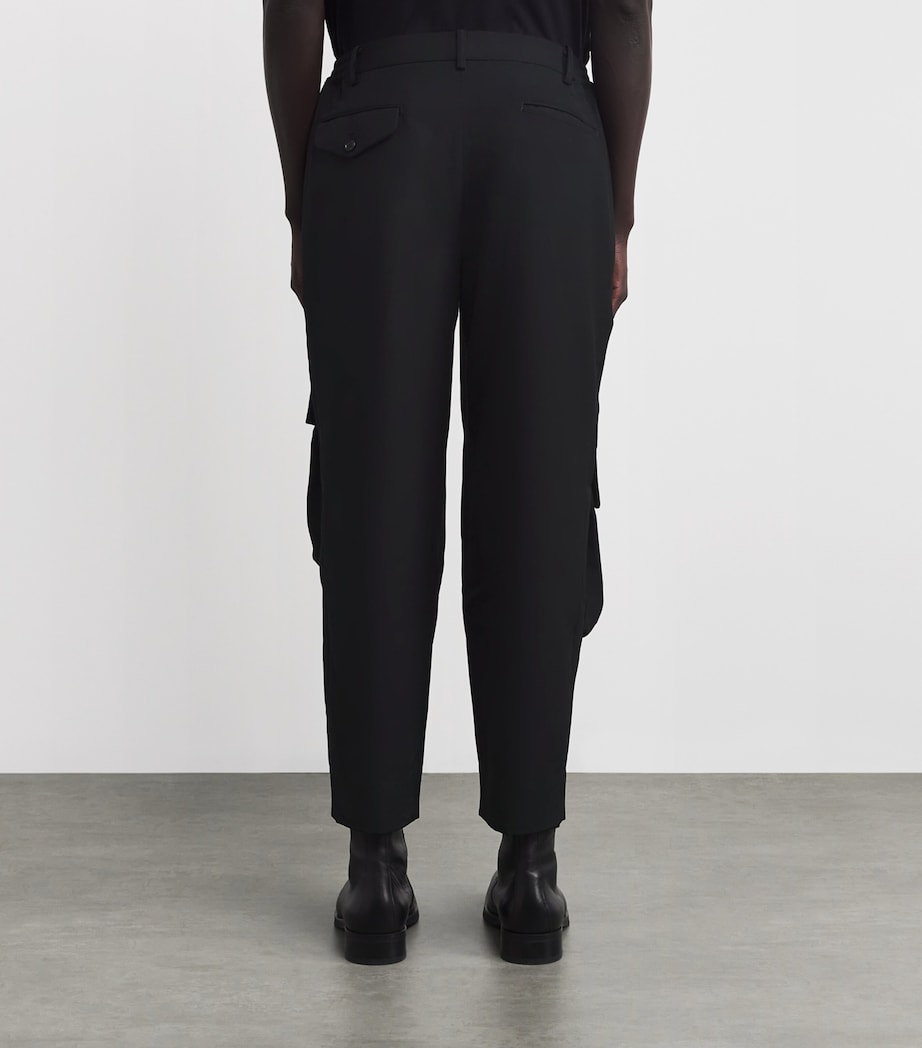Wool Pocketed Straight Trousers BLACK Image 4