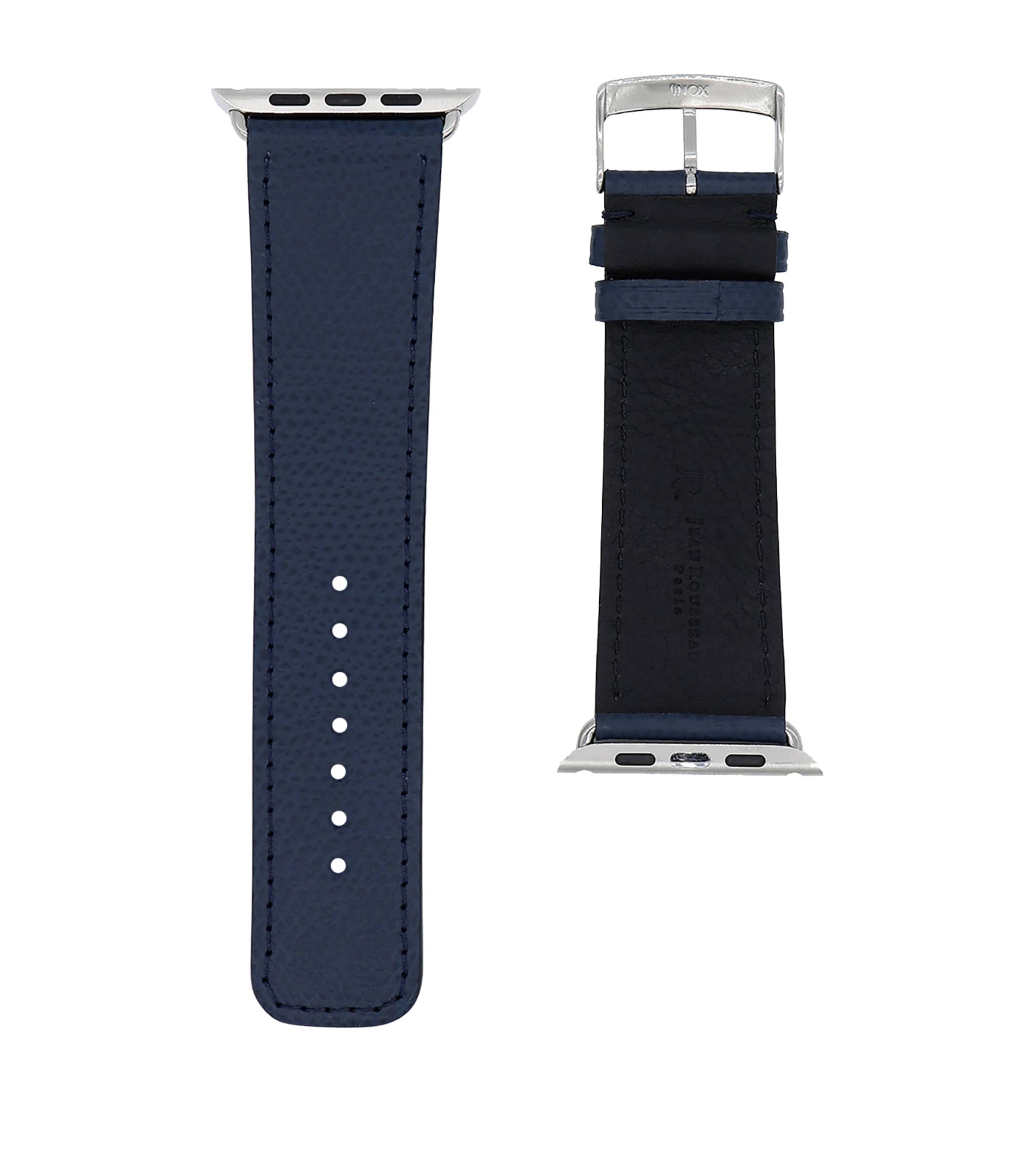 Jean Rousseau Leather Apple Watch Strap (42mm) Blue Image 4