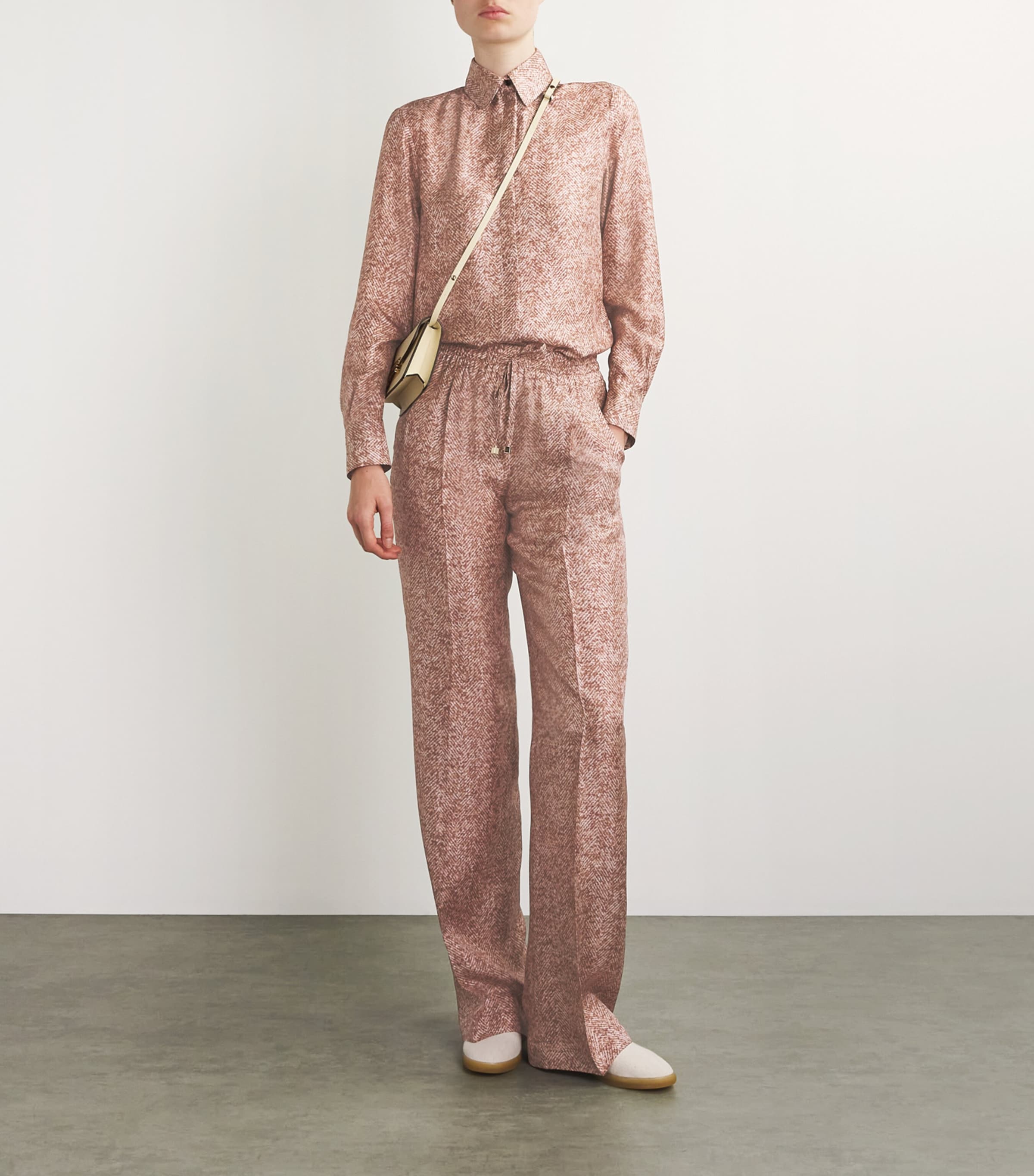 Kiton Womens Silk Herringbone Shirt Rose Image 2