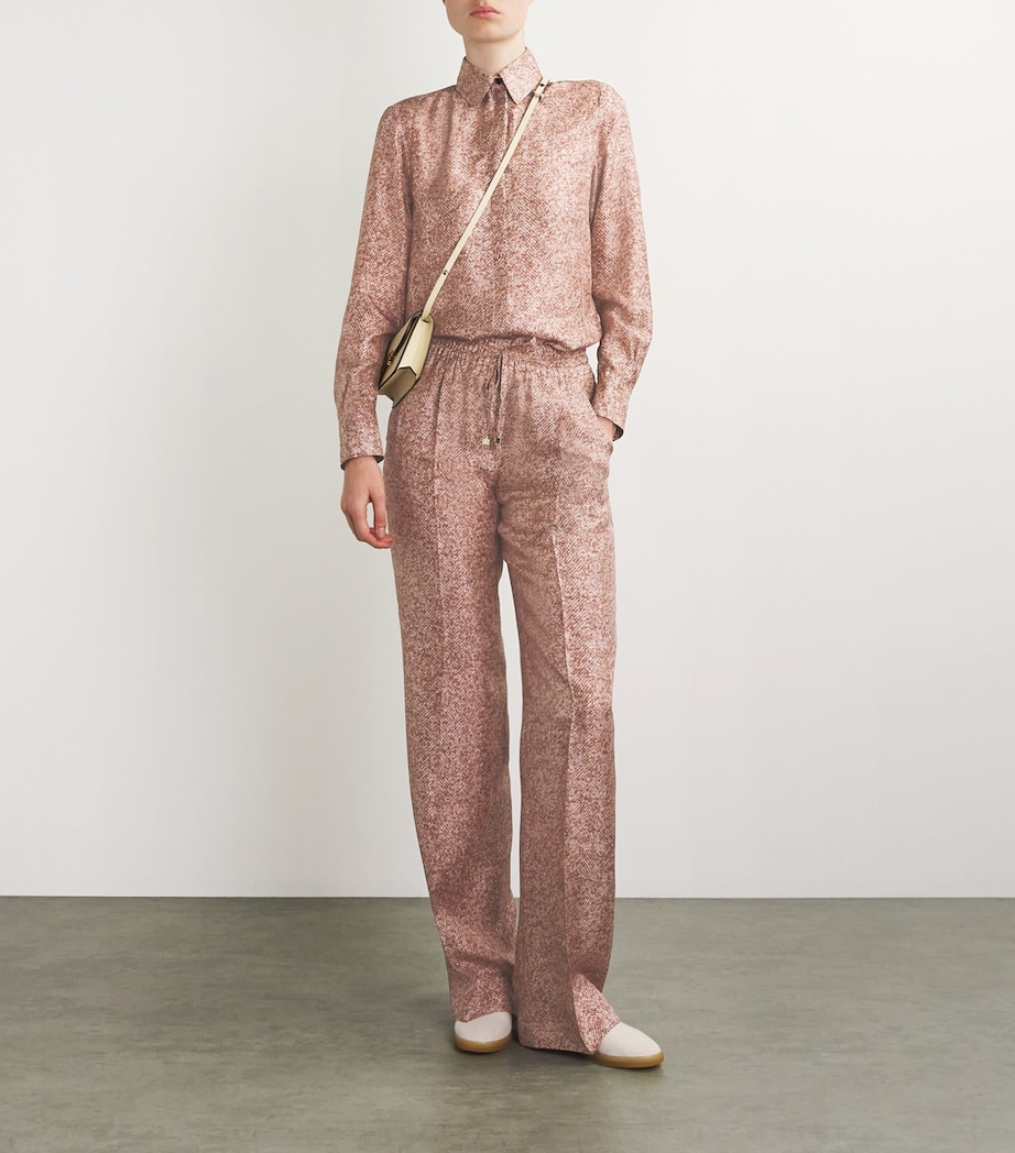 Kiton Womens Silk Herringbone Shirt Rose Image 2