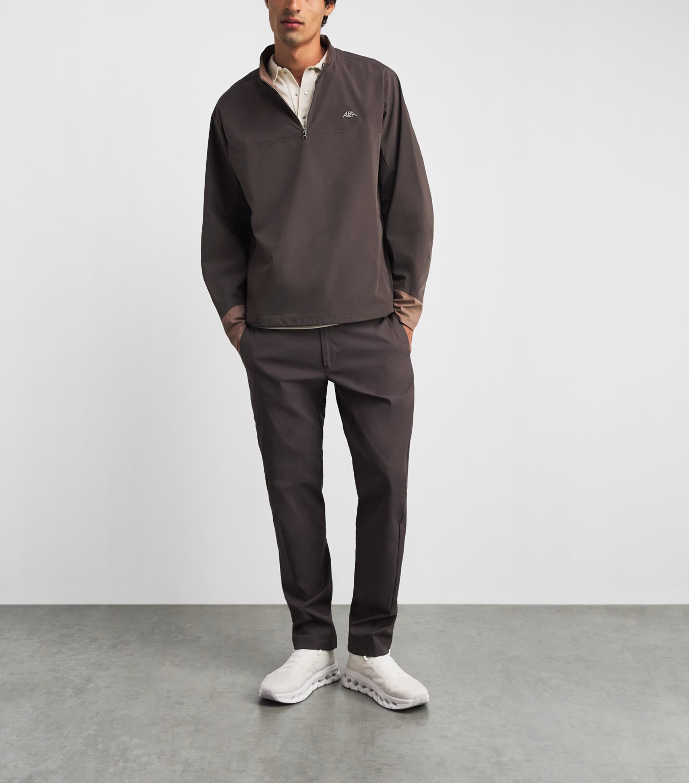 Alba Mens Quarter-Zip Jacket Mud Image 2