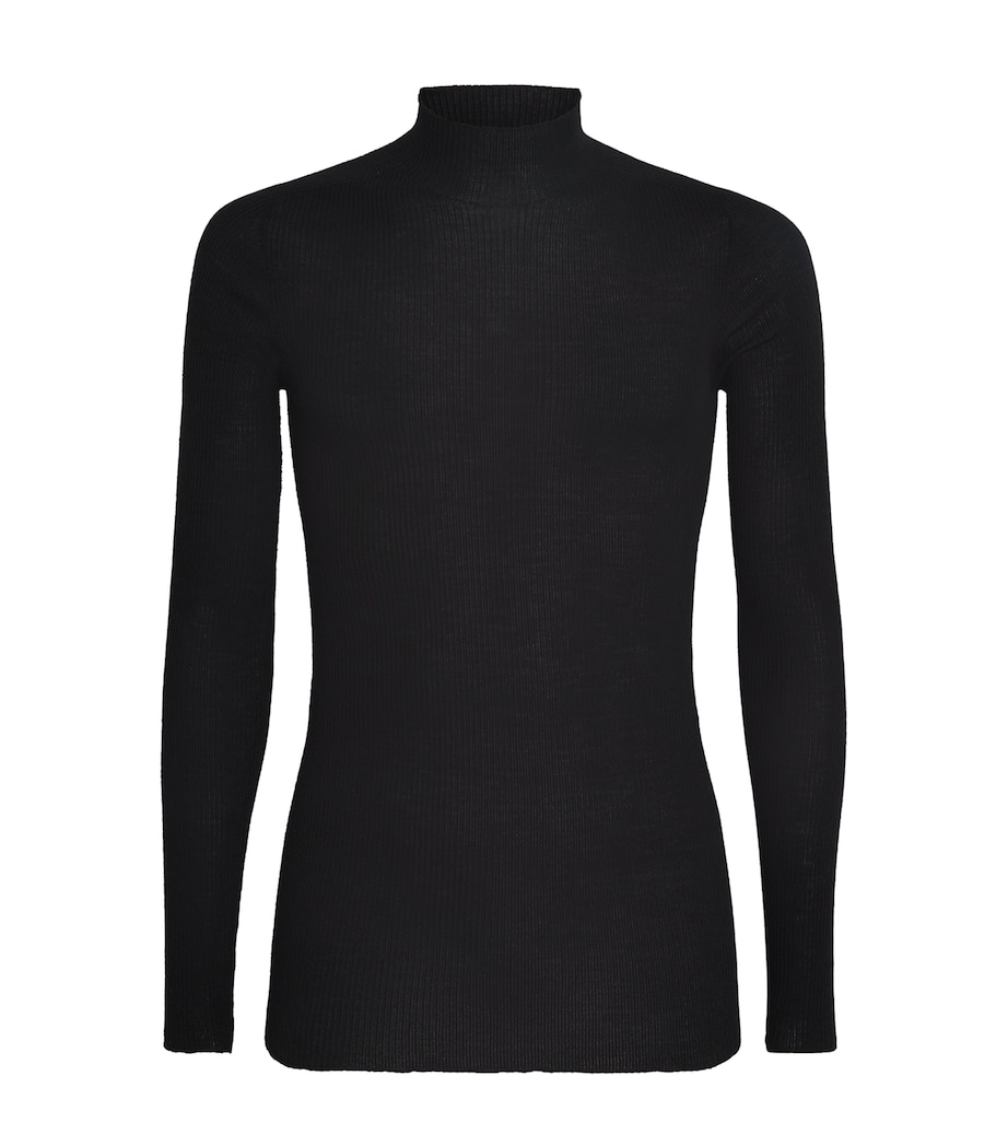 Virgin Wool Ribbed Lupetto Sweater BLACK Image 1